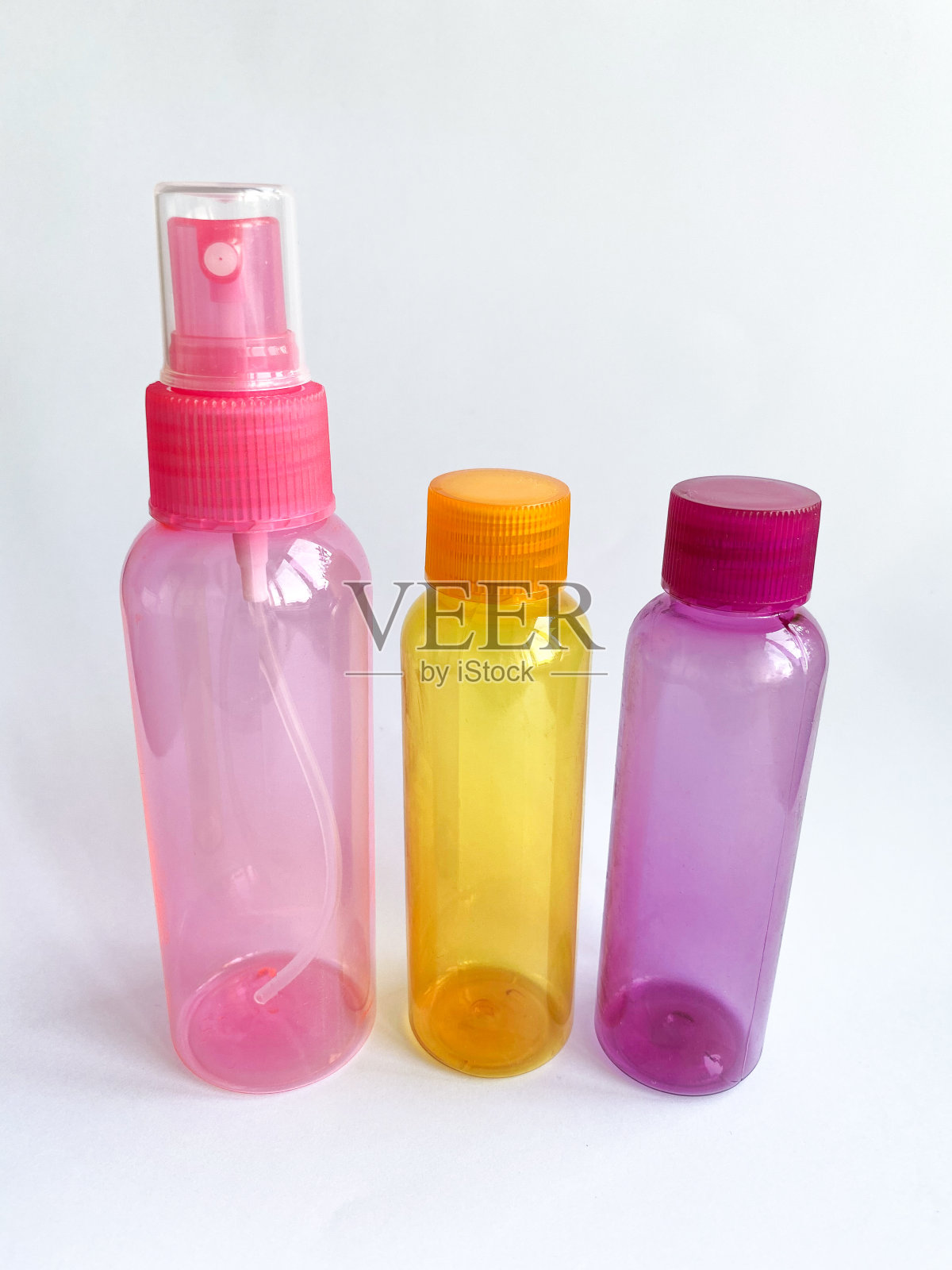 彩色塑料旅行瓶照片摄影图片