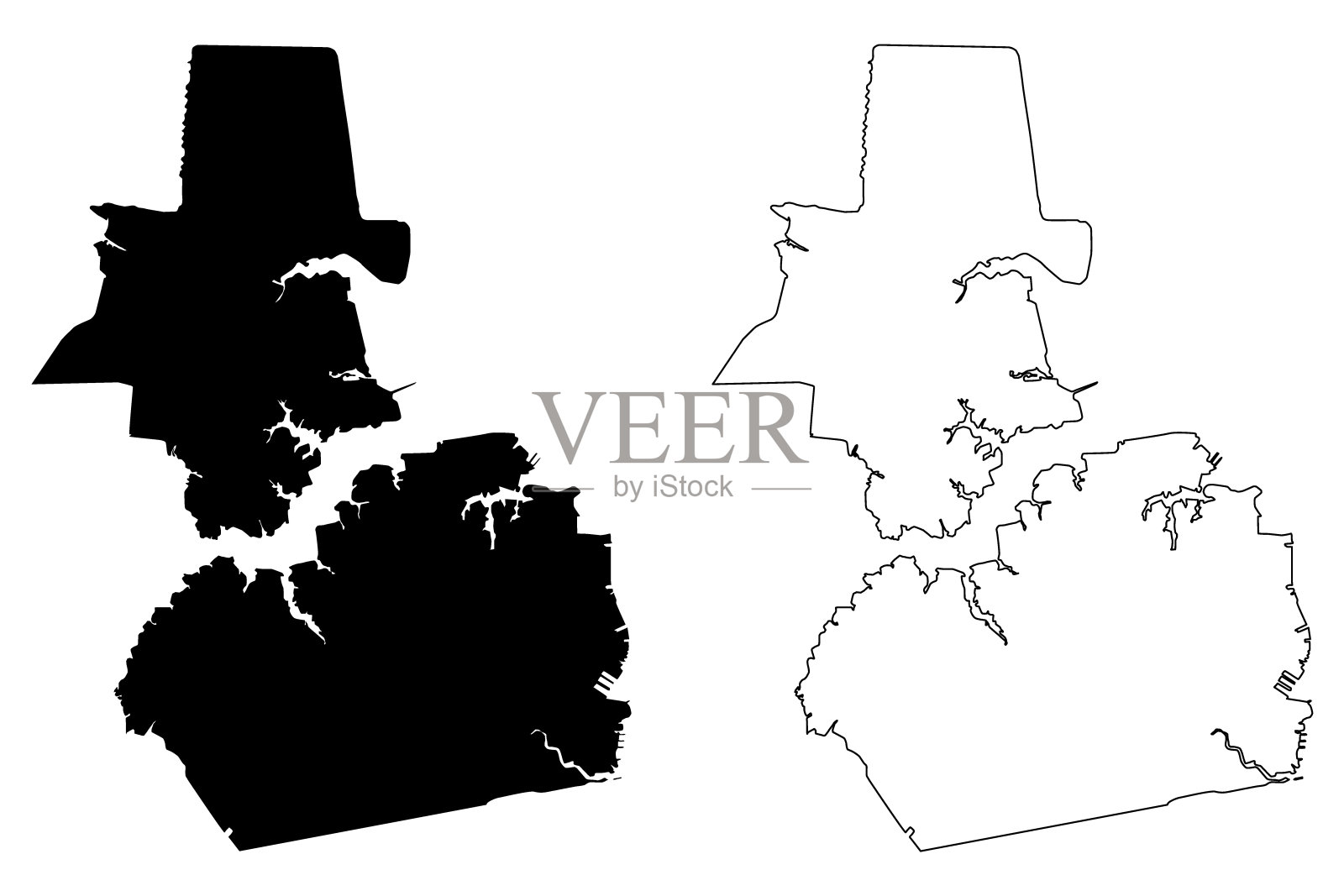 维吉尼亚州朴次茅斯市县(美国独立市县，美国，美国，美国)地图矢量插图，草稿朴次茅斯地图插画图片素材