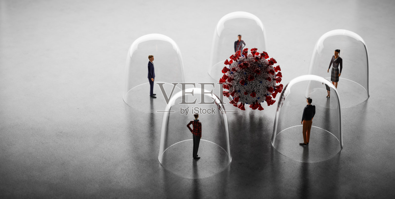 冠状病毒covid - 19之间的人在玻璃保护。社会距离照片摄影图片