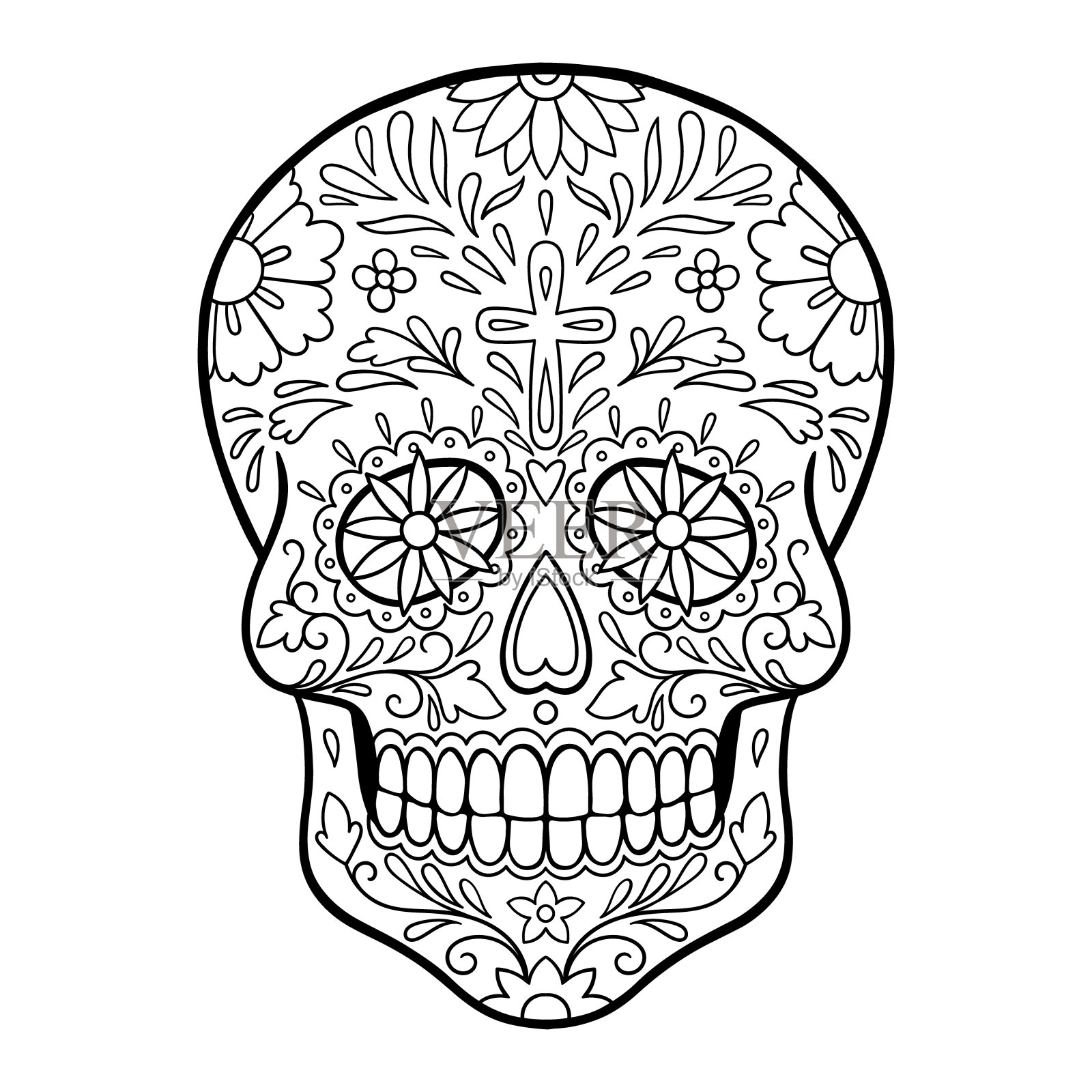 死之日的骷髅糖纹身插画图片素材