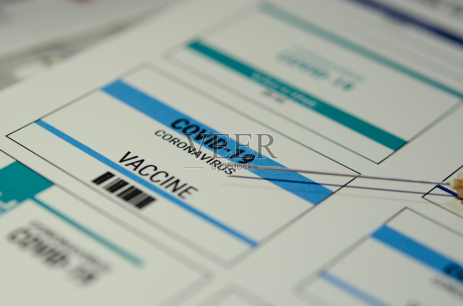 冠状病毒疫苗标签，COVID-19照片摄影图片