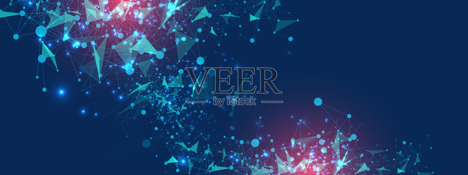 数字技术背景与连接点和线。摘要网络连接与通信的技术背景。插画图片素材