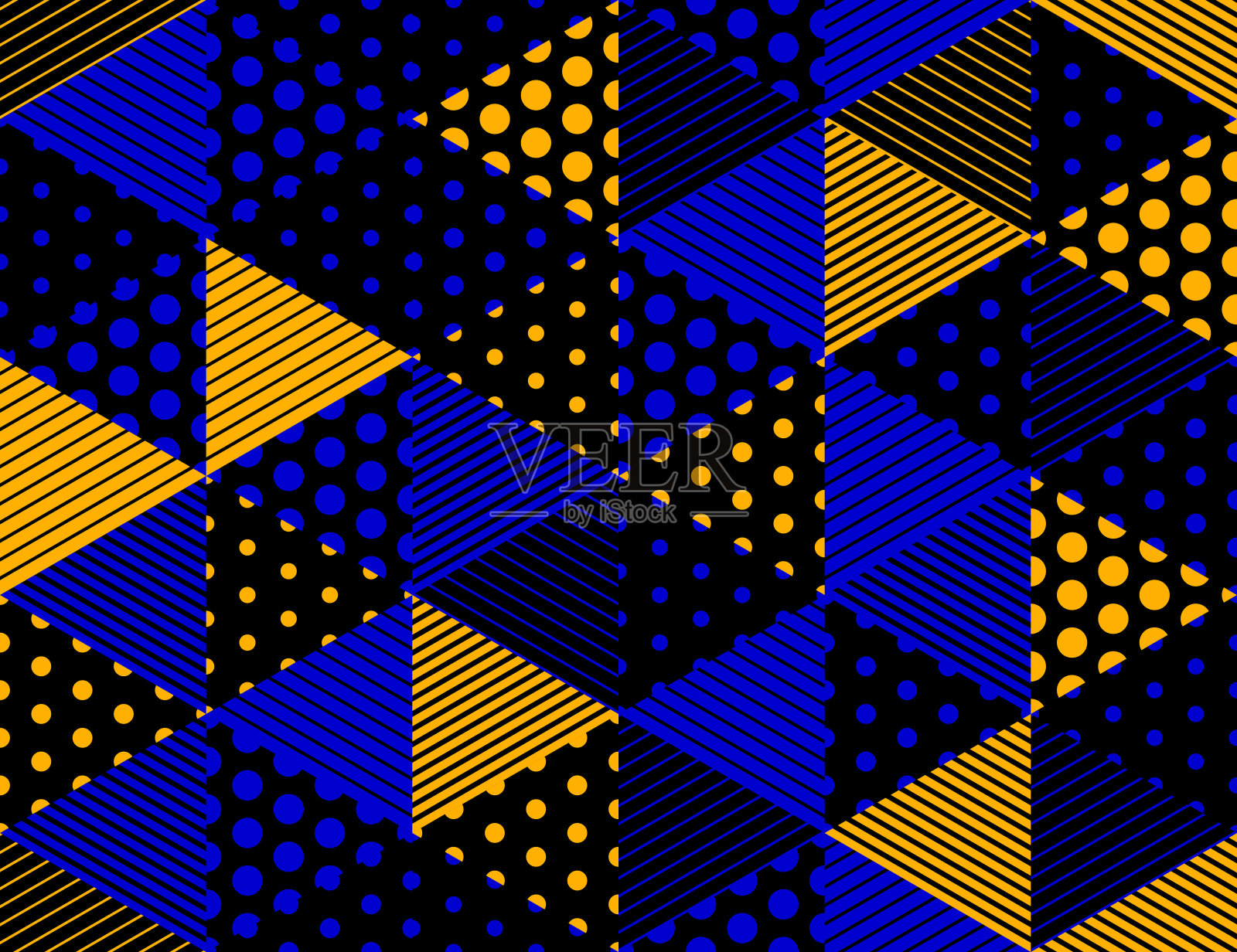 三维虚线立方体无缝模式矢量背景，点线维块，建筑和构造，几何设计。插画图片素材