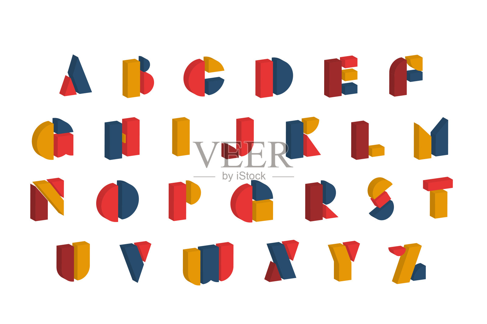 包豪斯字母和数字集。插画图片素材