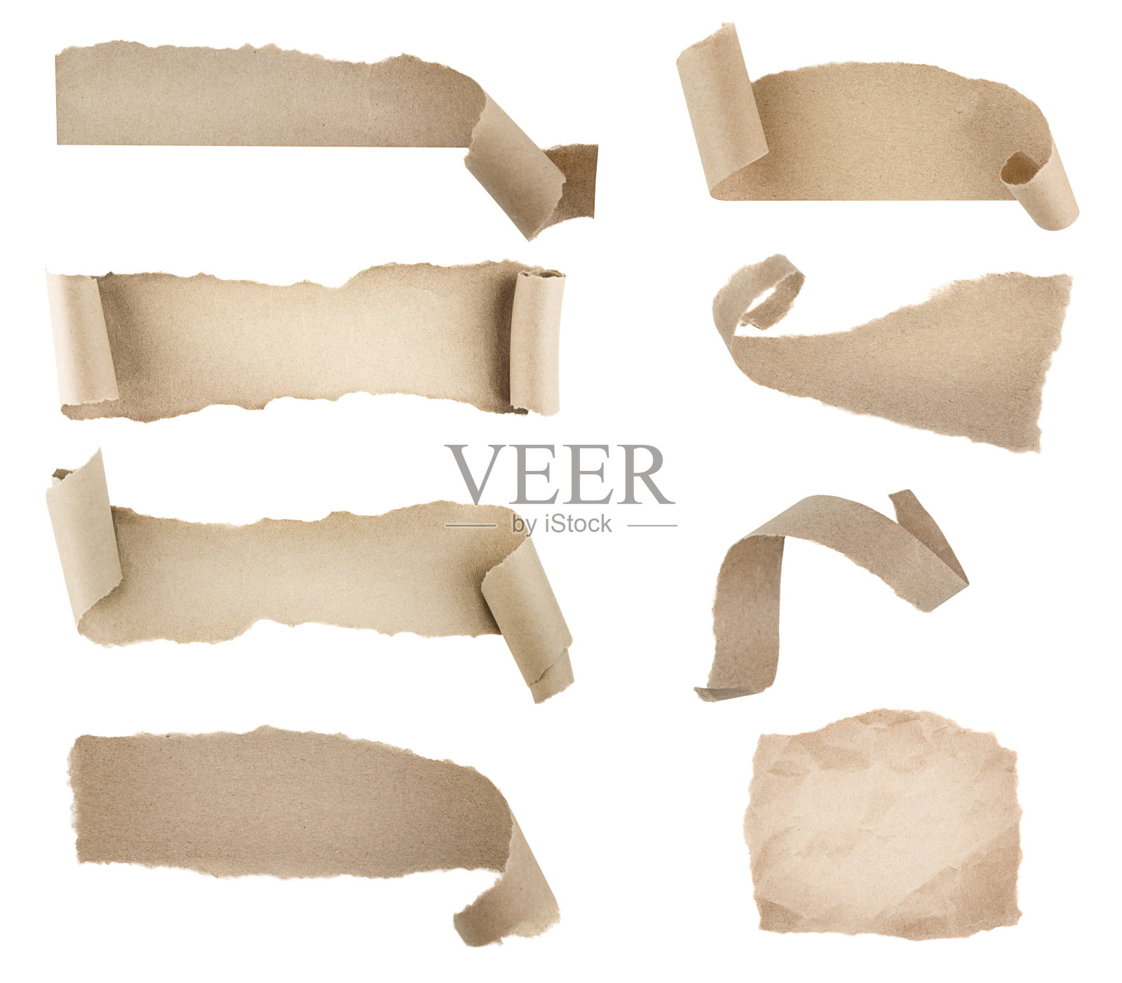 收集撕烂的牛皮纸照片摄影图片