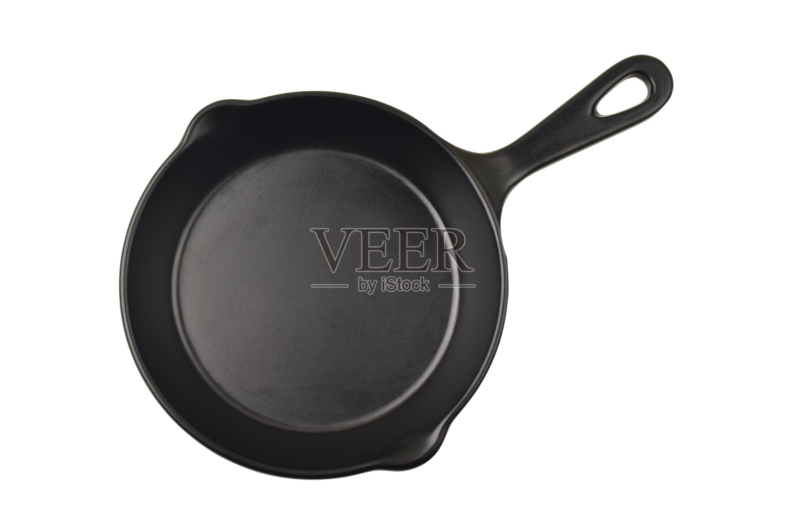 铁铸锅孤立在白色背景与剪切路径，顶部视图空煎锅铁铸锅孤立在白色背景与剪切路径，顶部视图空煎锅照片摄影图片