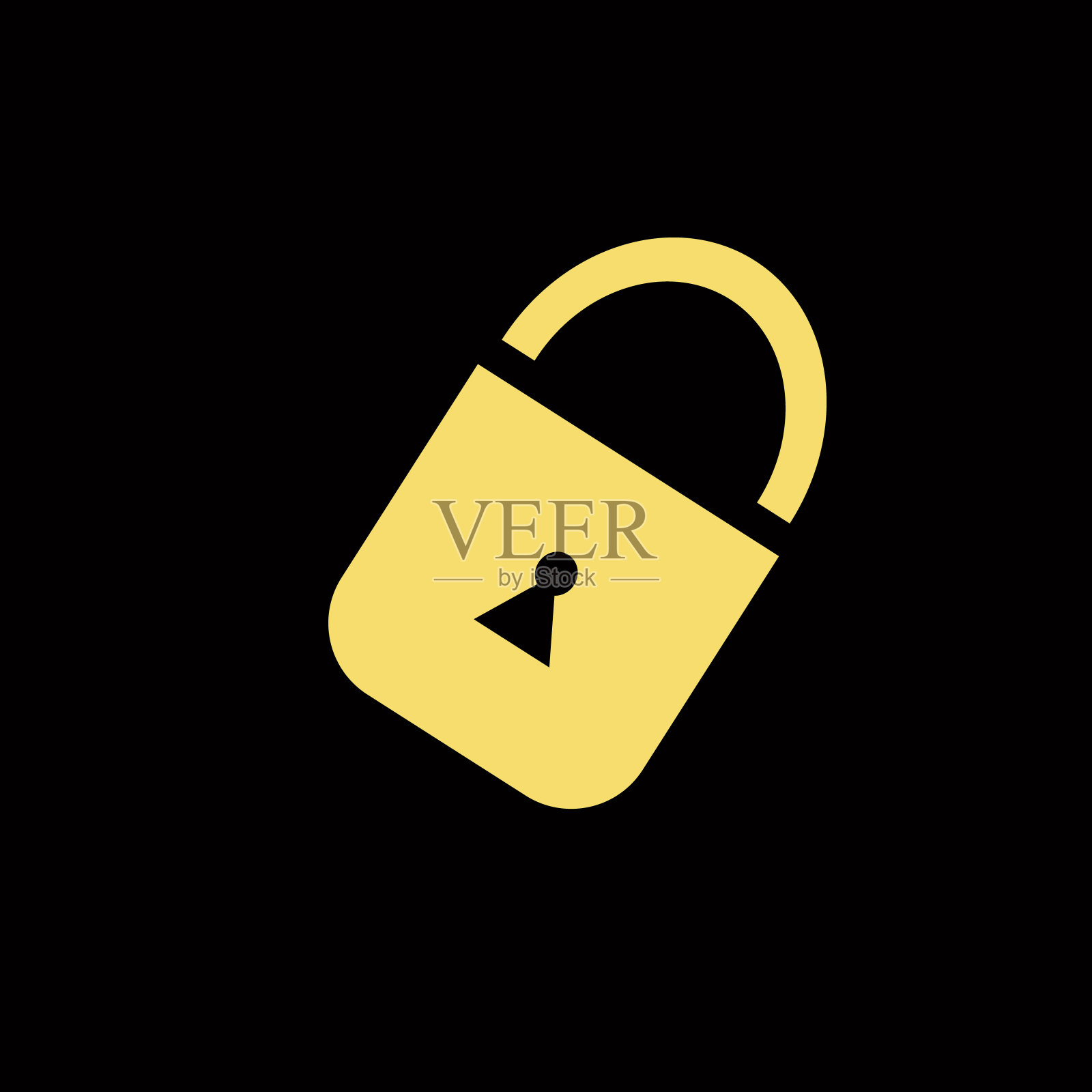 大挂锁。孤立的元素在黑色背景。保护和安全标志。关闭的对象或房间图标。用于发布在网站上，演示文稿，海报，横幅。向量插画图片素材