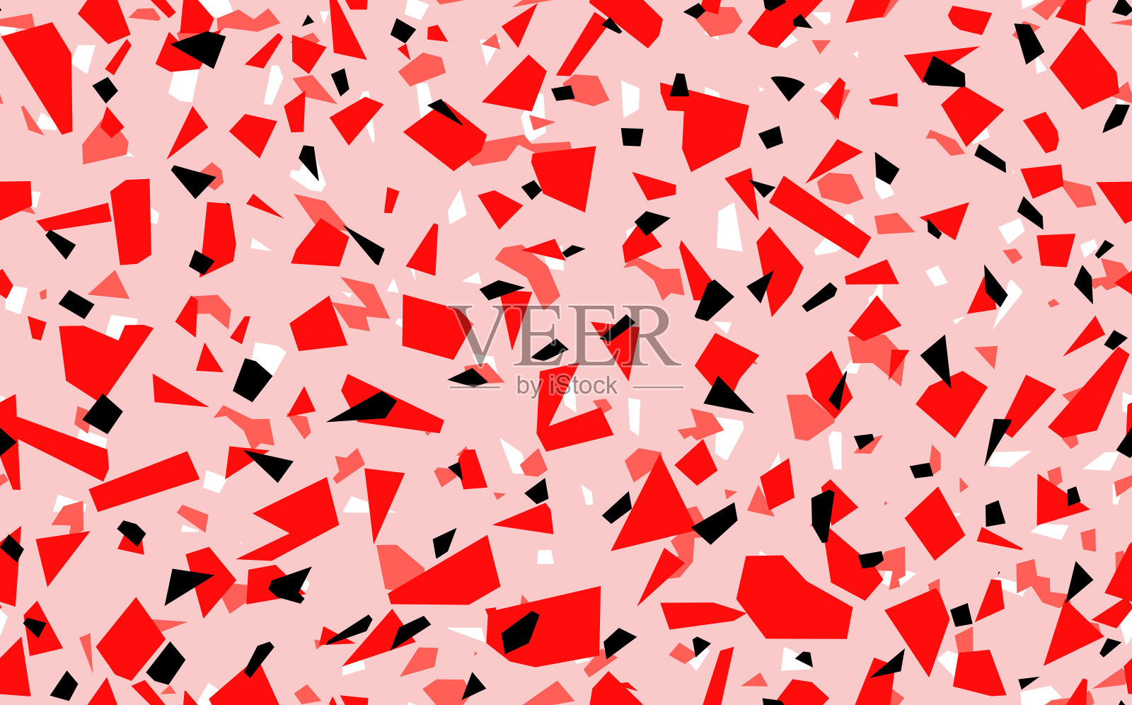 几何粉红水磨石无缝图案。抽象色彩丰富的现代背景。为网页和印刷的石头时尚设计。威尼斯瓷砖，地板家居装饰。混乱的彩色纹理。插画图片素材