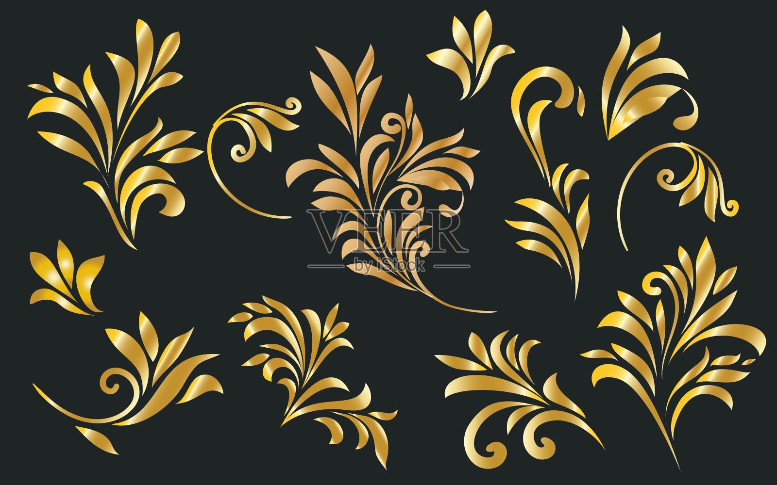 装饰金剪影束插画图片素材