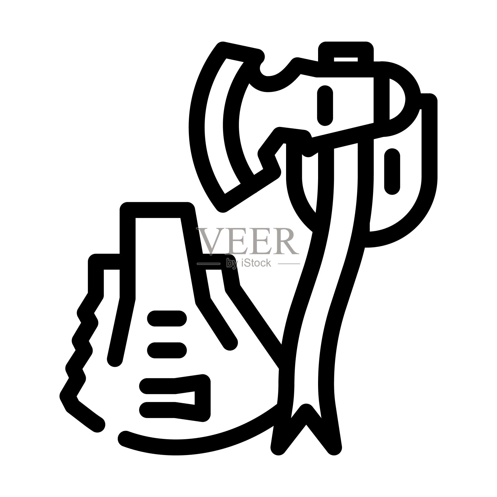 铲或多工具斧头线图标矢量插图插画图片素材