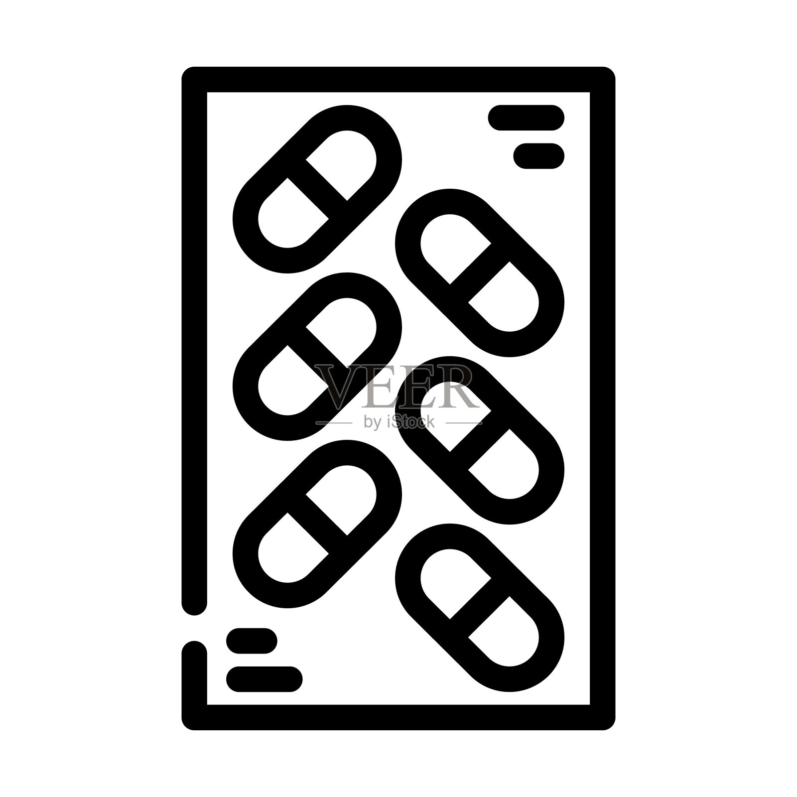 药品包装线图标矢量插图平坦图标素材