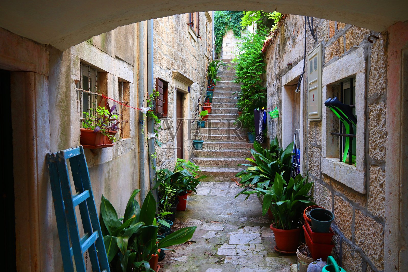 克罗地亚的奥列比克老城照片摄影图片