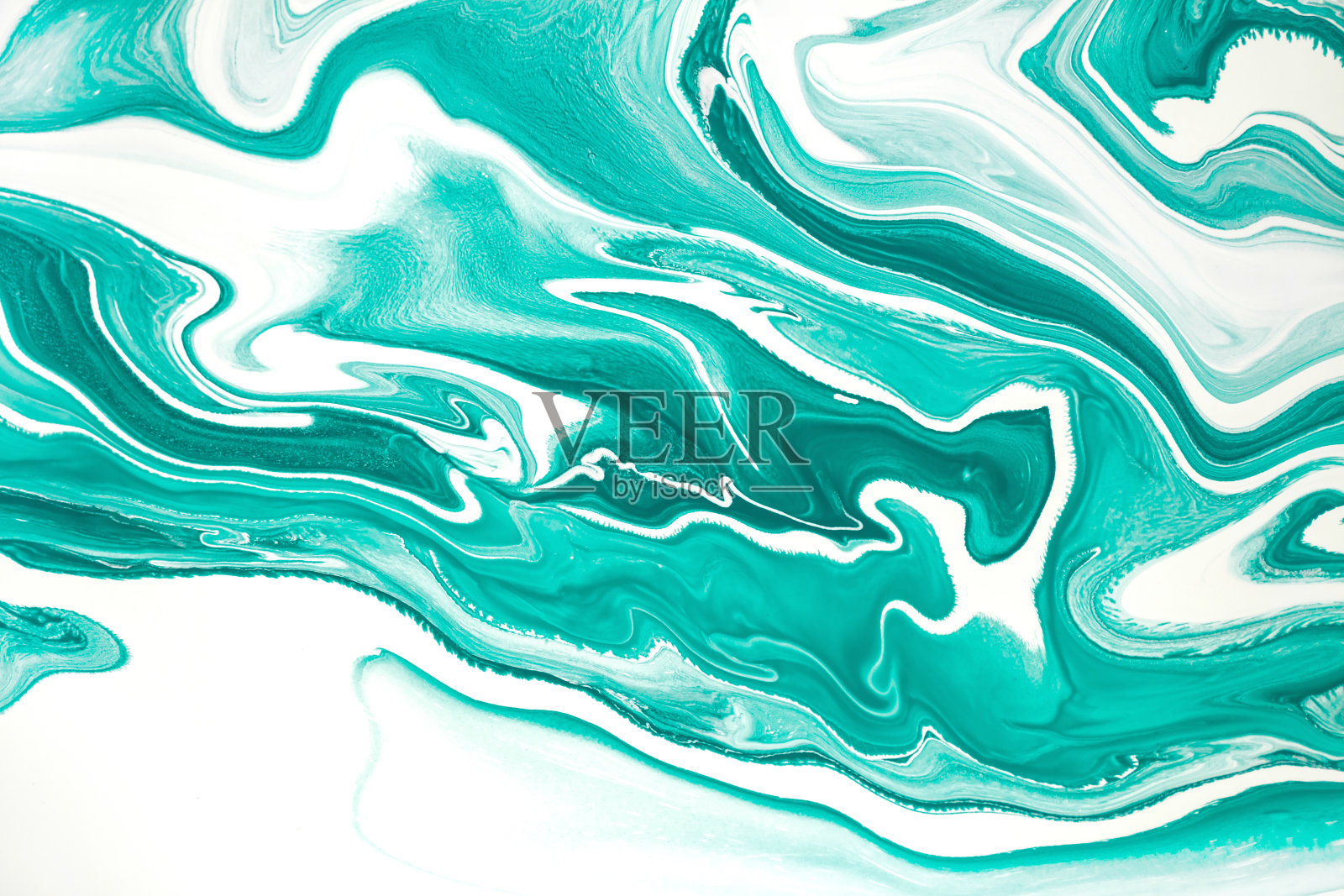 薄荷绿和白色大理石花纹丙烯酸漆背景照片摄影图片