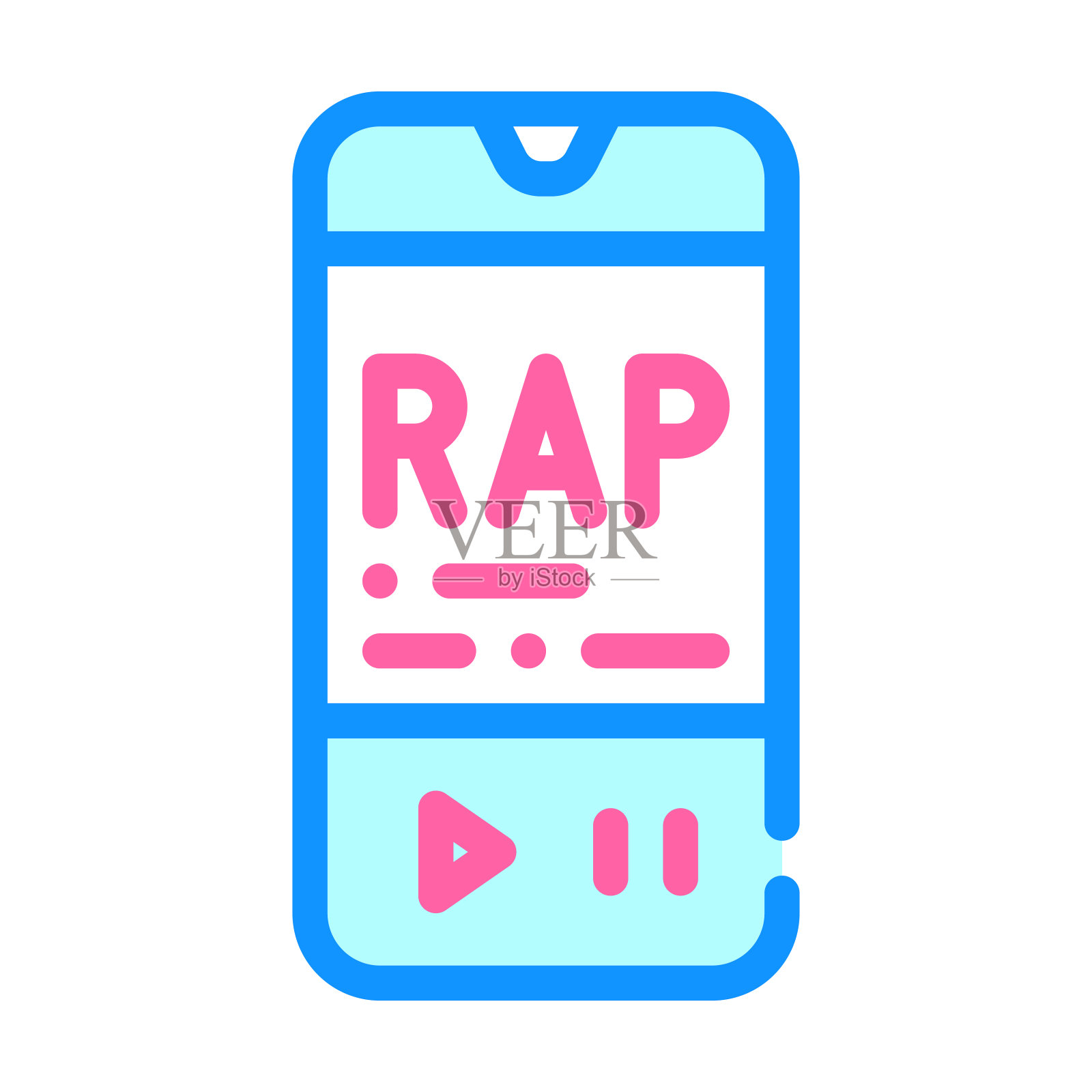 听饶舌音乐手机app彩色图标矢量插图插画图片素材