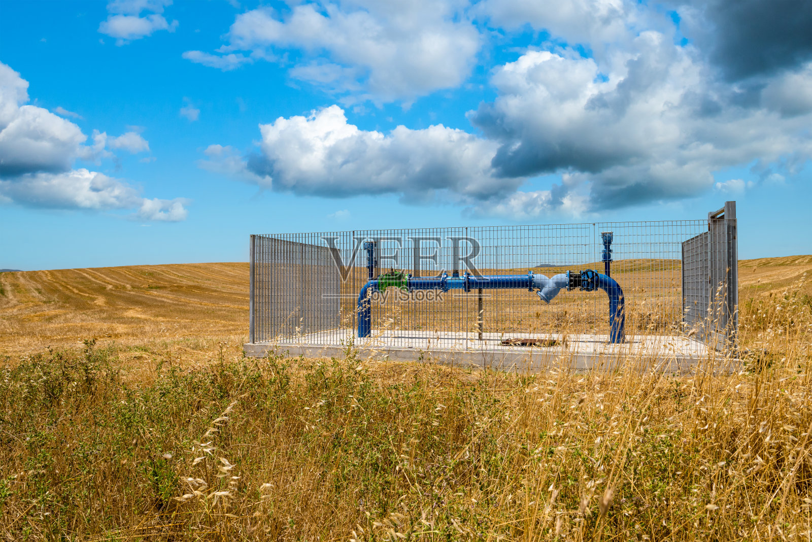 麦田里的沟渠照片摄影图片