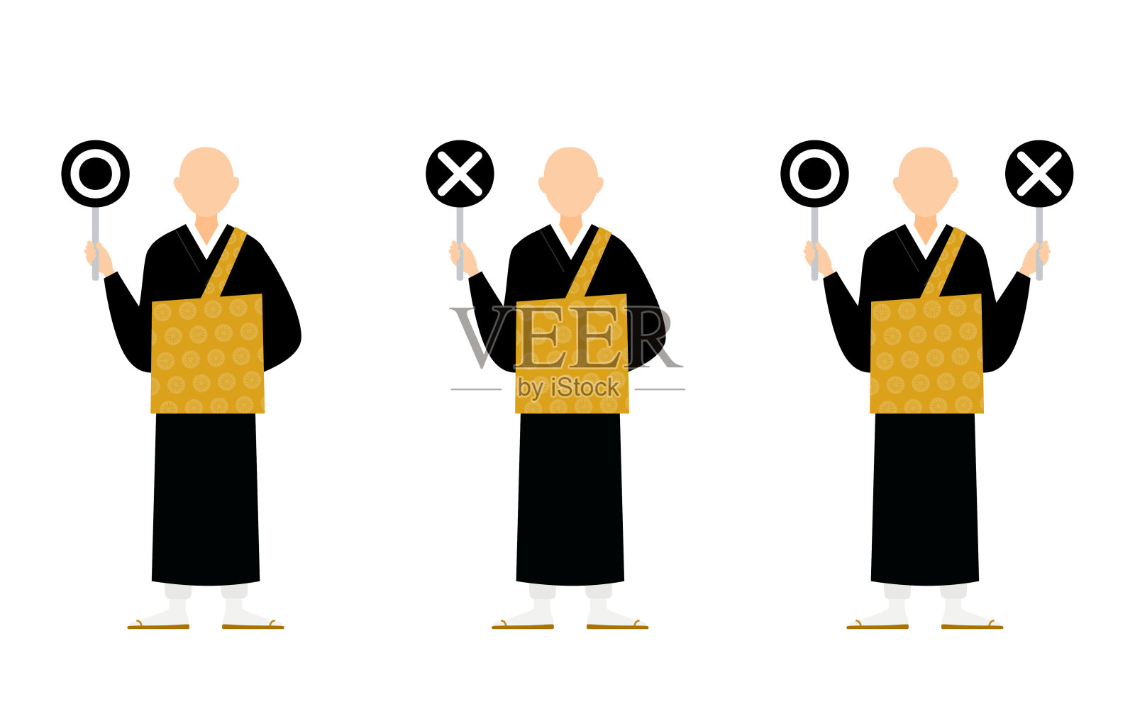 和尚摆好姿势，全身上下插画图片素材