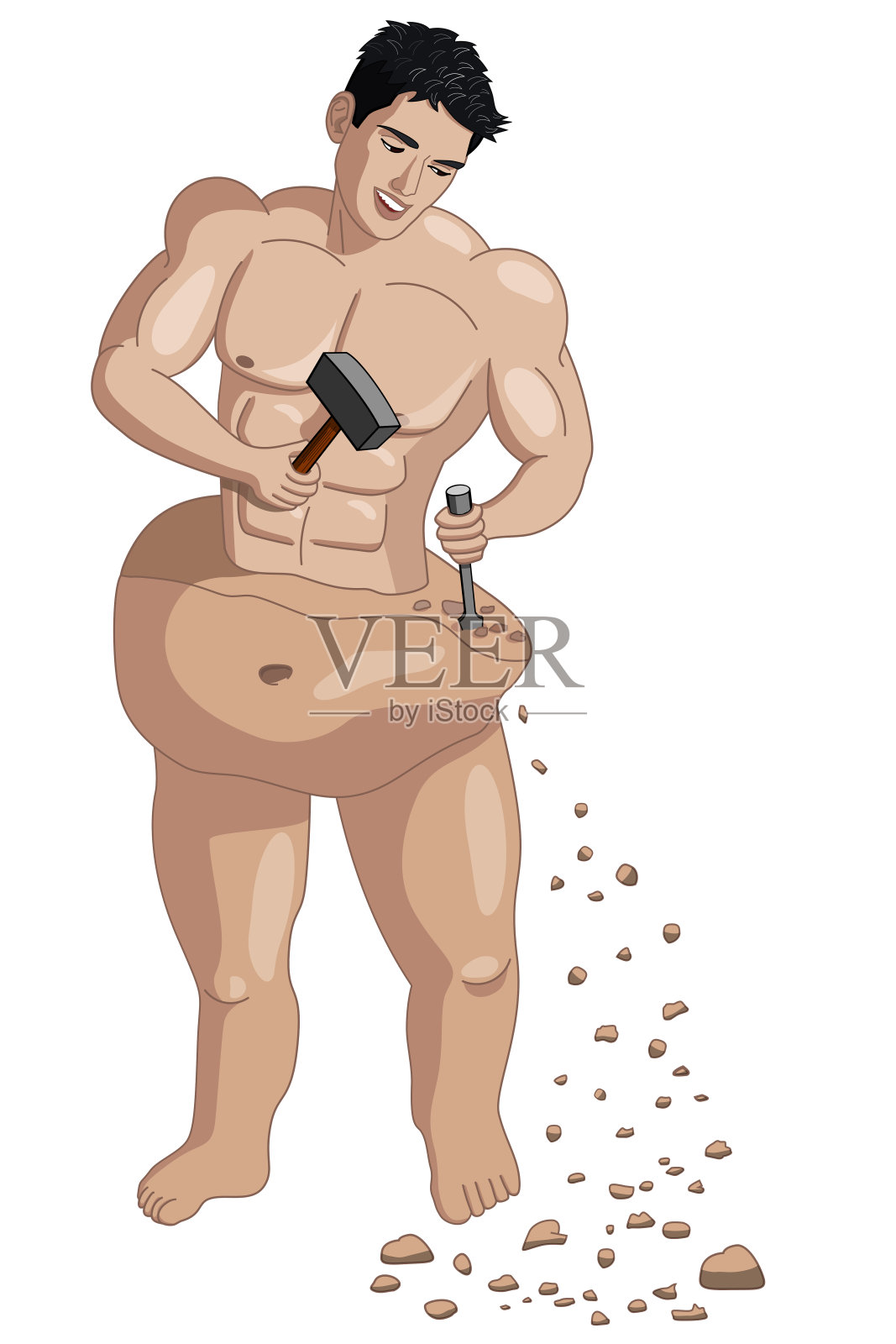 男人雕刻他的身体孤立的概念向量。减肥成功改变插画图片素材