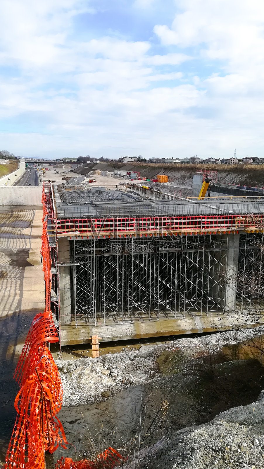 公路施工现场视图。土木工程照片摄影图片