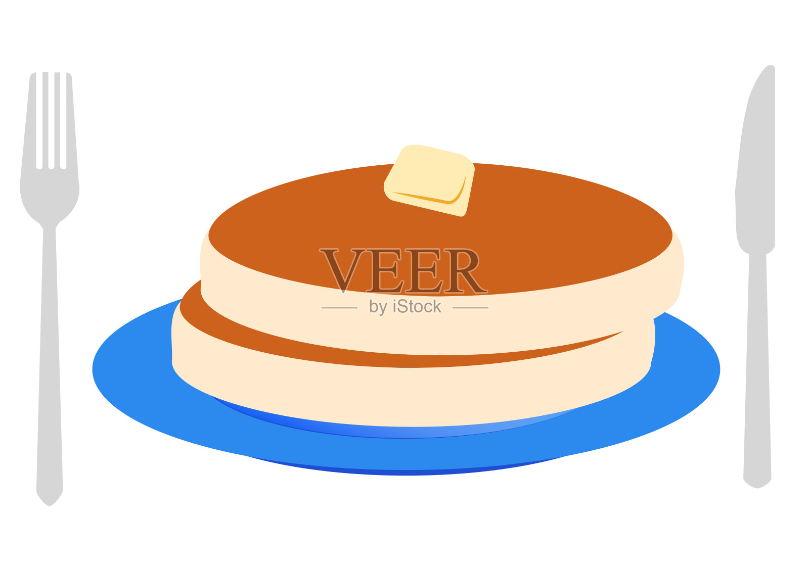 黄油煎饼插图在盘子上插画图片素材