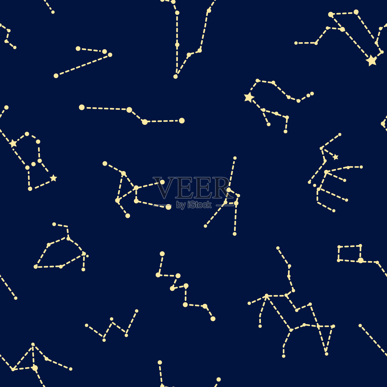 冬季星座无缝图案样本插画图片素材