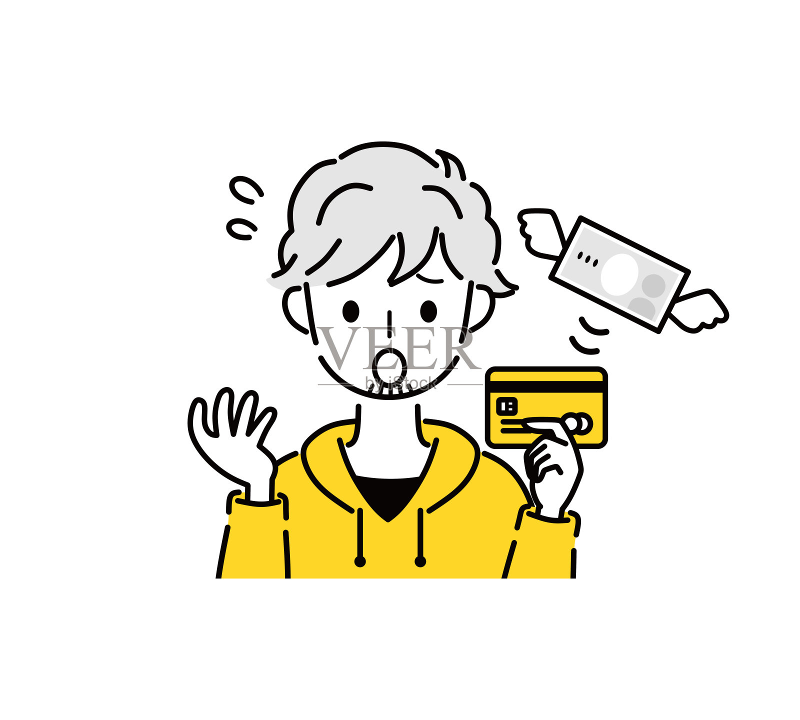 信用卡和人物的插图。插画图片素材