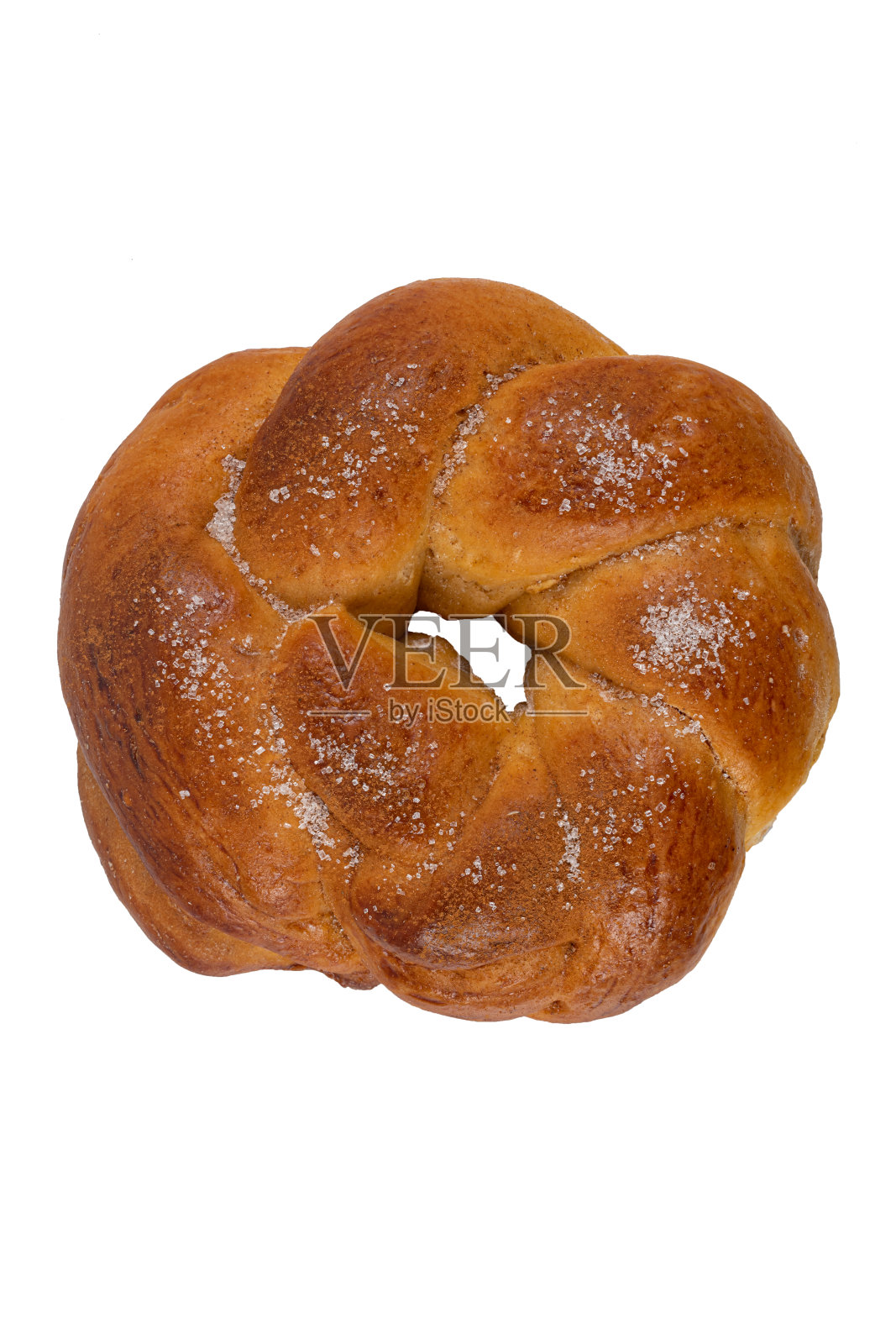 葡萄牙传统复活节蛋糕。Folar与鸡蛋。白色背景上孤立的甜面包照片摄影图片