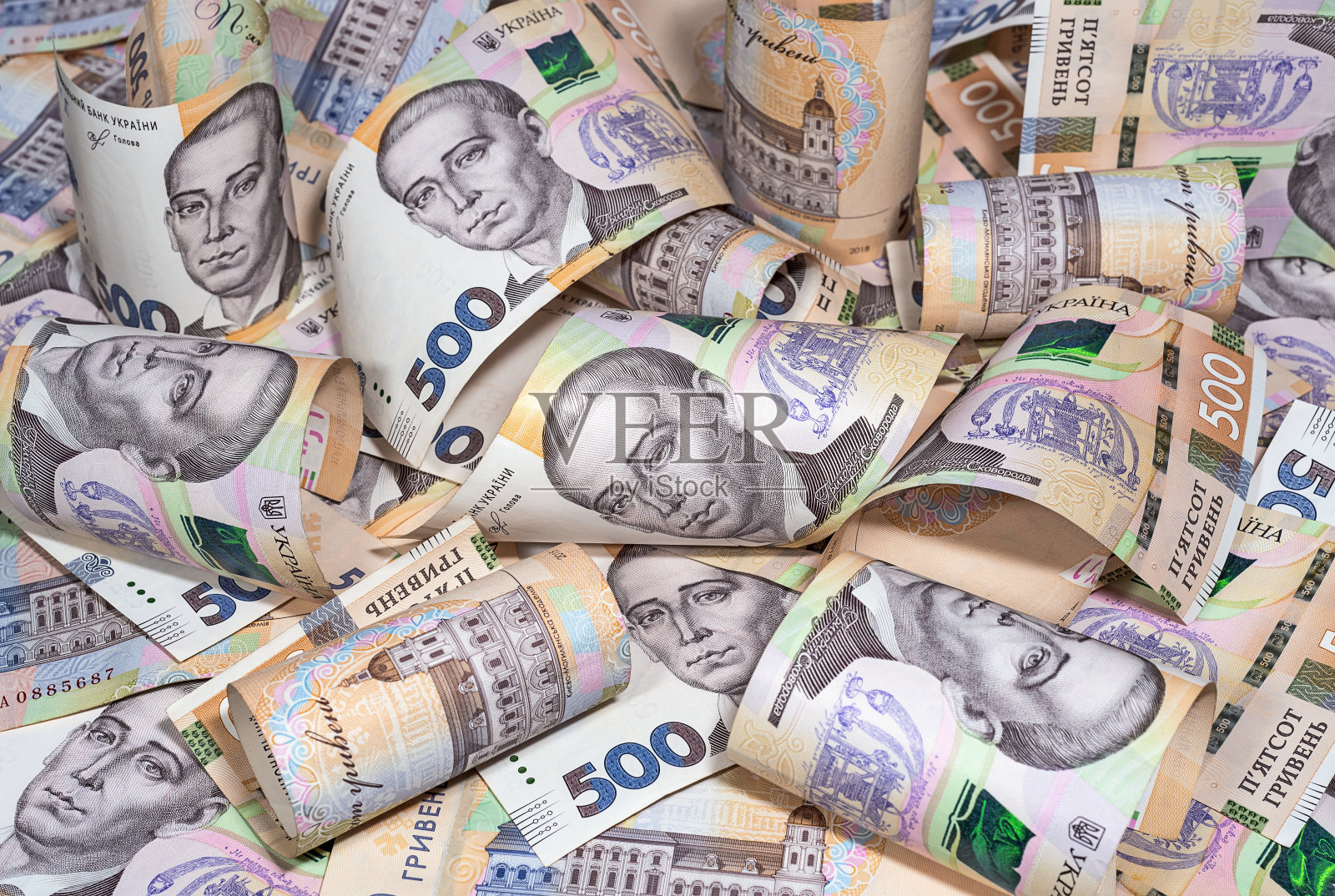 五百乌克兰格里夫纳新设计的钞票照片摄影图片