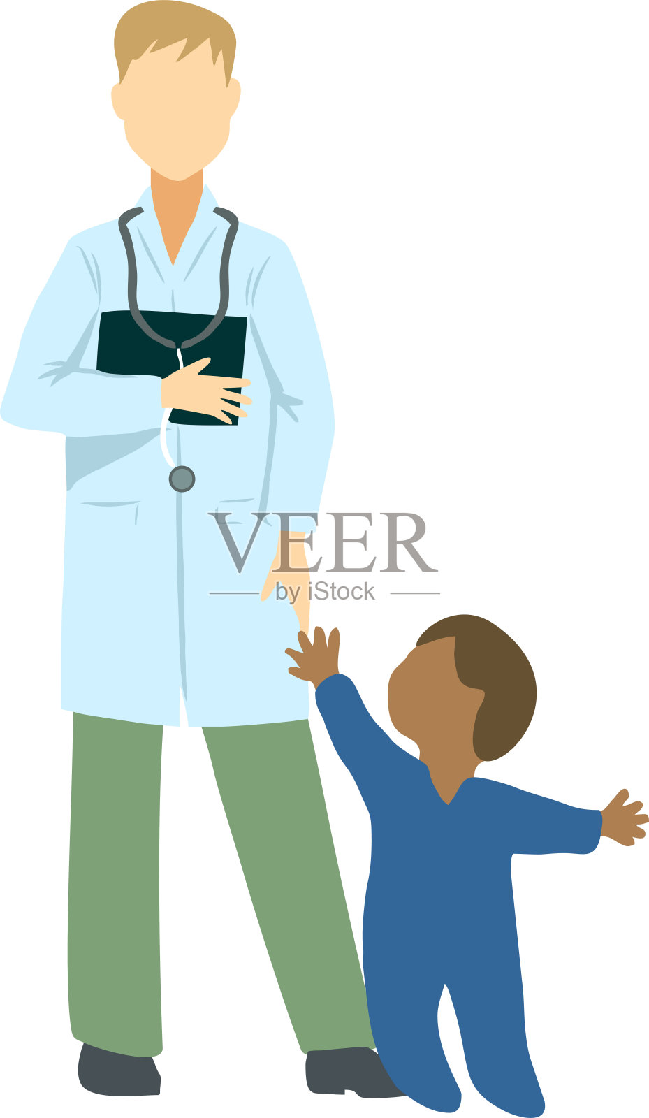 博士矢量图像。一个带着孩子的医生。孩子的医生。插图。医学。医生的约会。健康插画图片素材