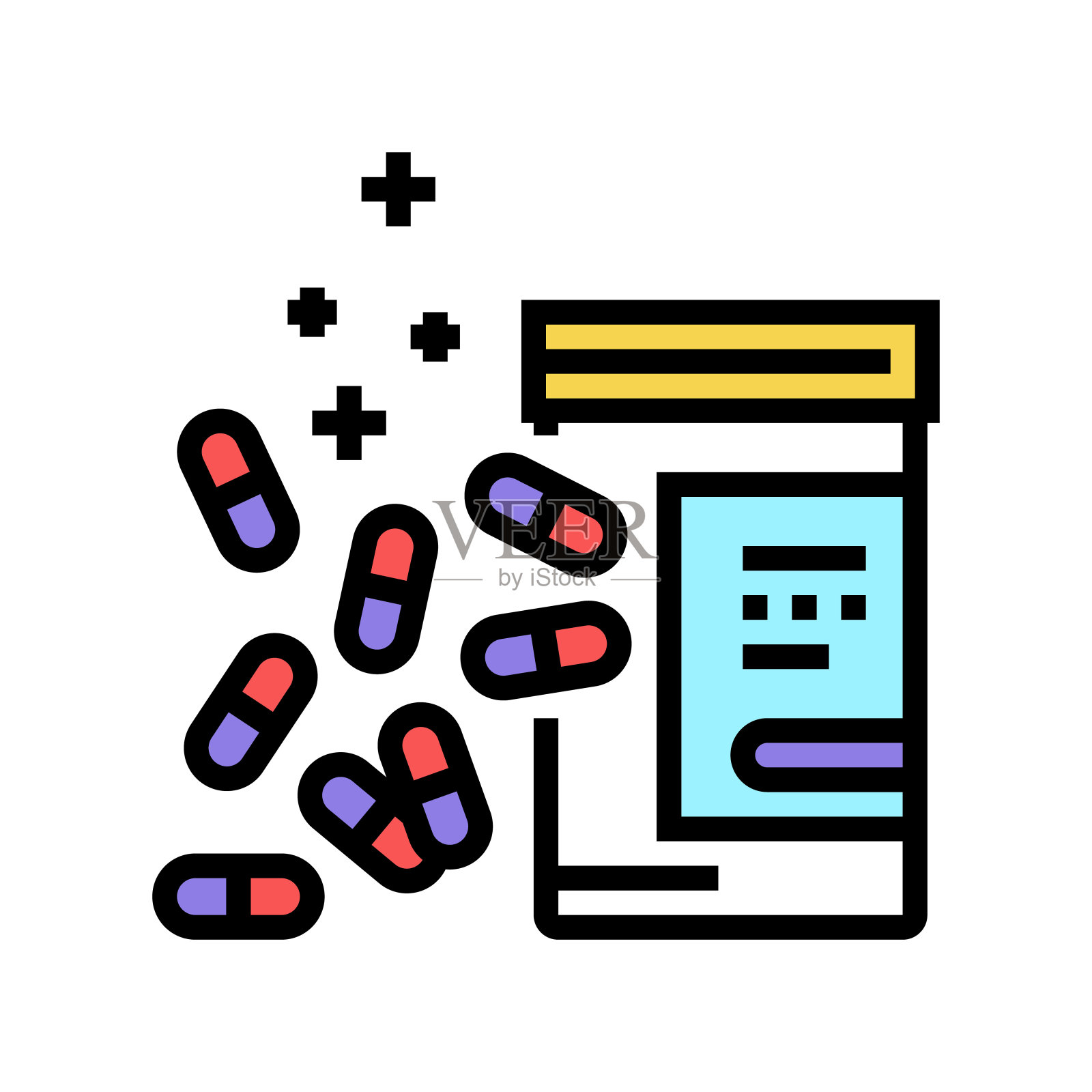药物痛风治疗颜色图标矢量插图插画图片素材
