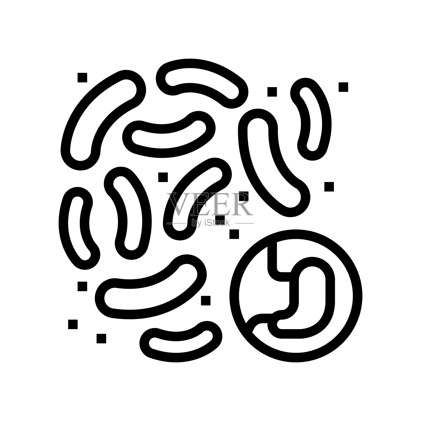 细菌或真菌的消化系统线图标矢量插图插画图片素材