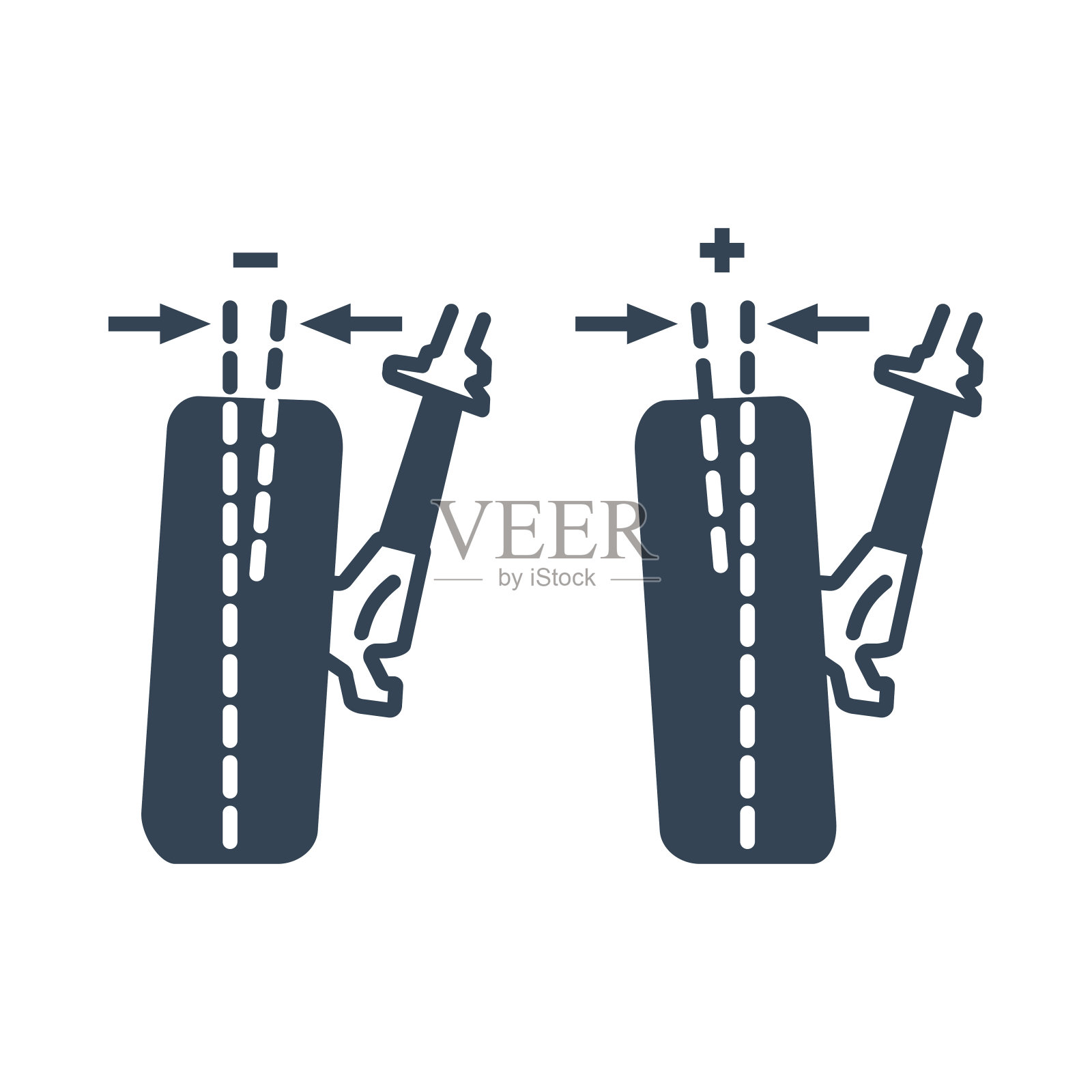 矢量黑色图标汽车服务，车轮定位，外倾角插画图片素材