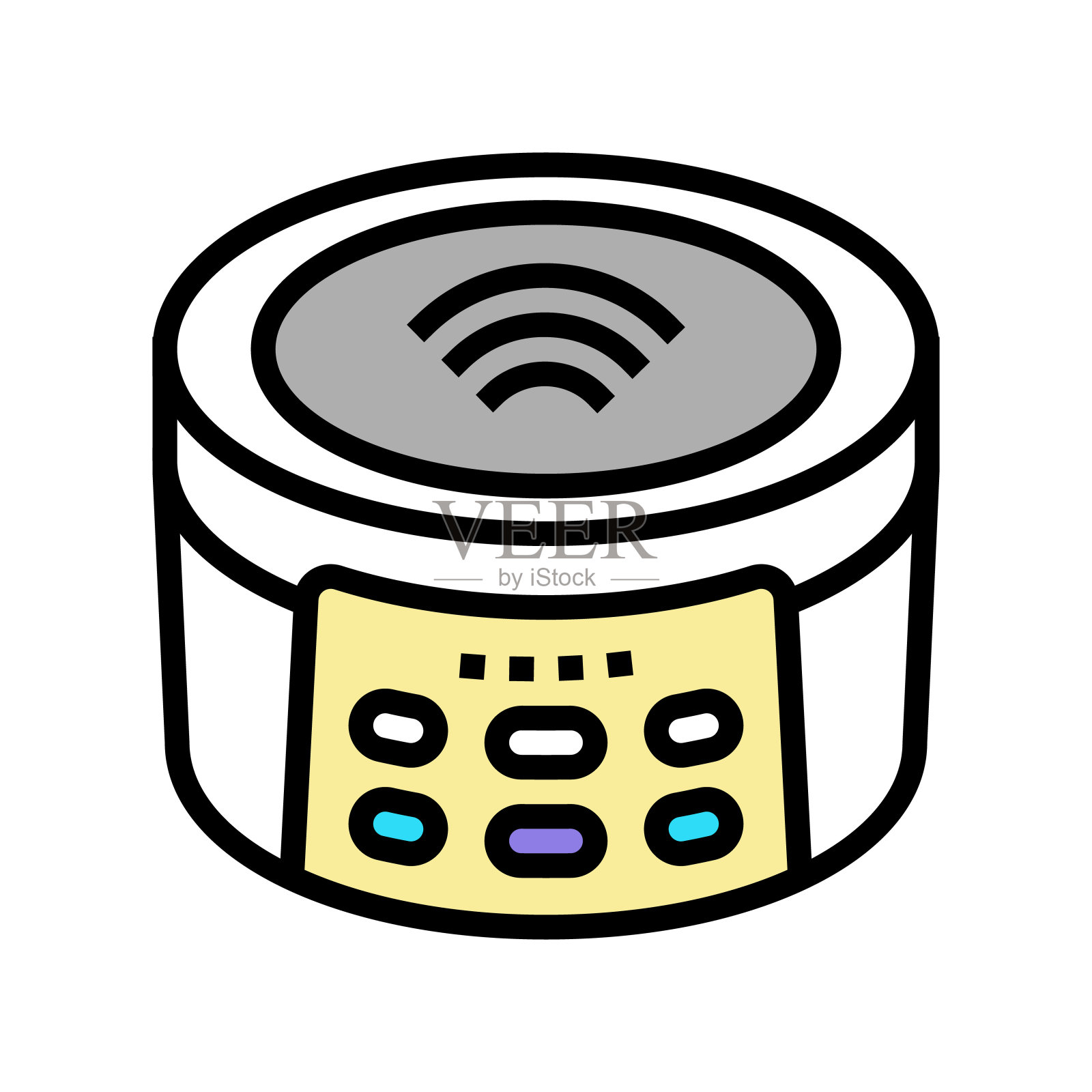 无线音乐扬声器彩色图标矢量插图图标素材