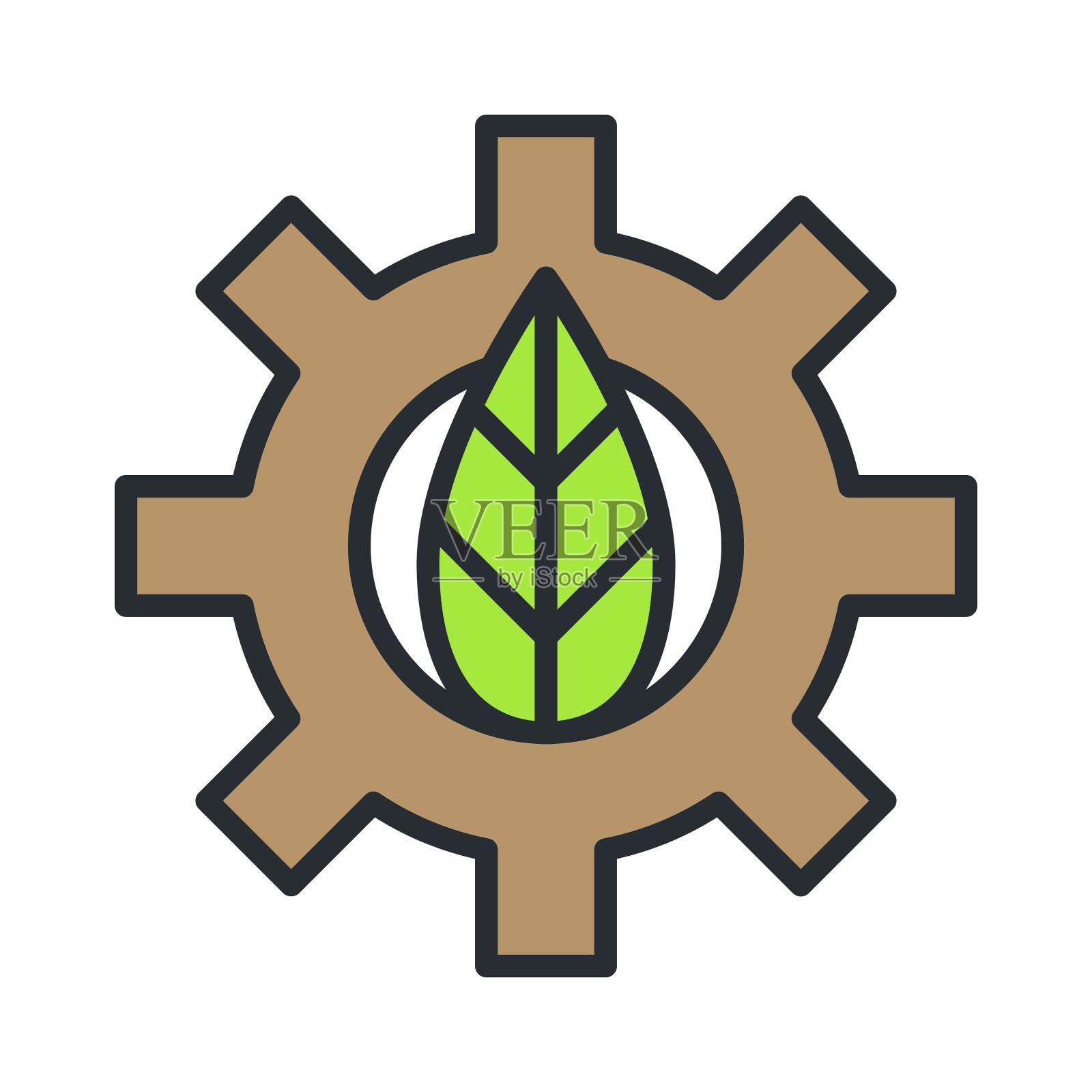 环保工厂制造的标志。绿色产业的象征。插画图片素材