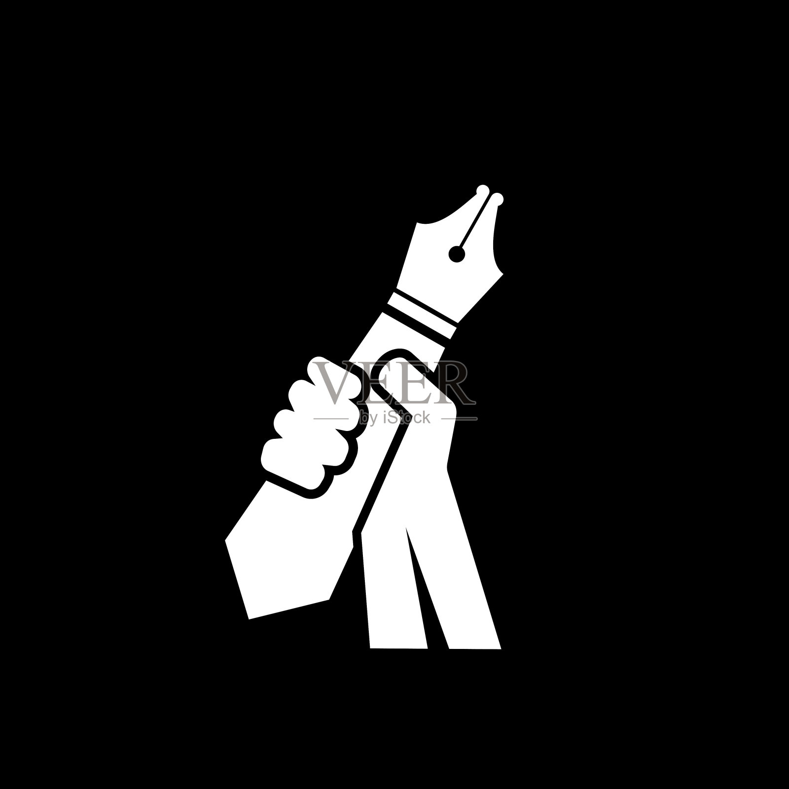 手握钢笔标志图标矢量插图设计插画图片素材