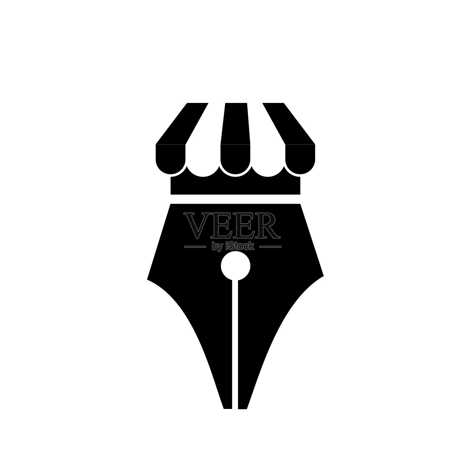 笔店标志概念笔笔尖与店顶矢量图标插画设计插画图片素材