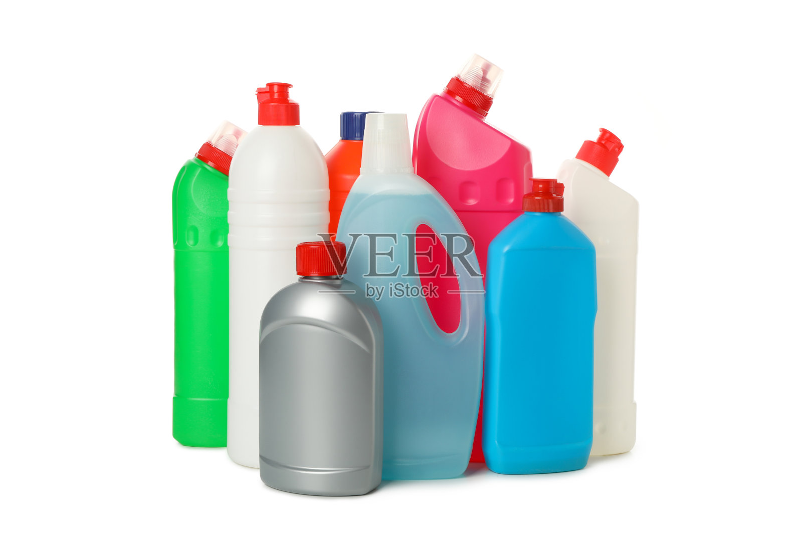 瓶子与洗涤剂隔离在白色背景照片摄影图片