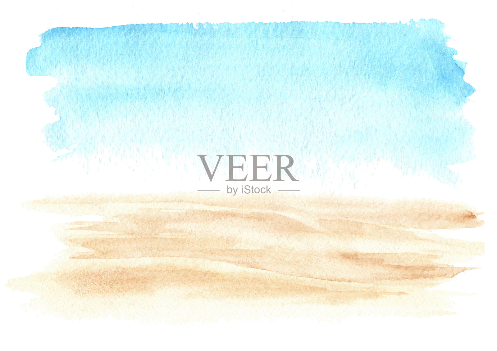 海滩沙海背景，手绘水彩插图插画图片素材