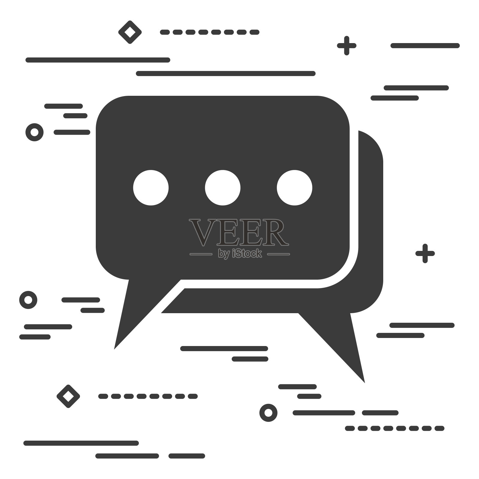 平面线设计图形图像聊天图标的概念在一个白色的b插画图片素材