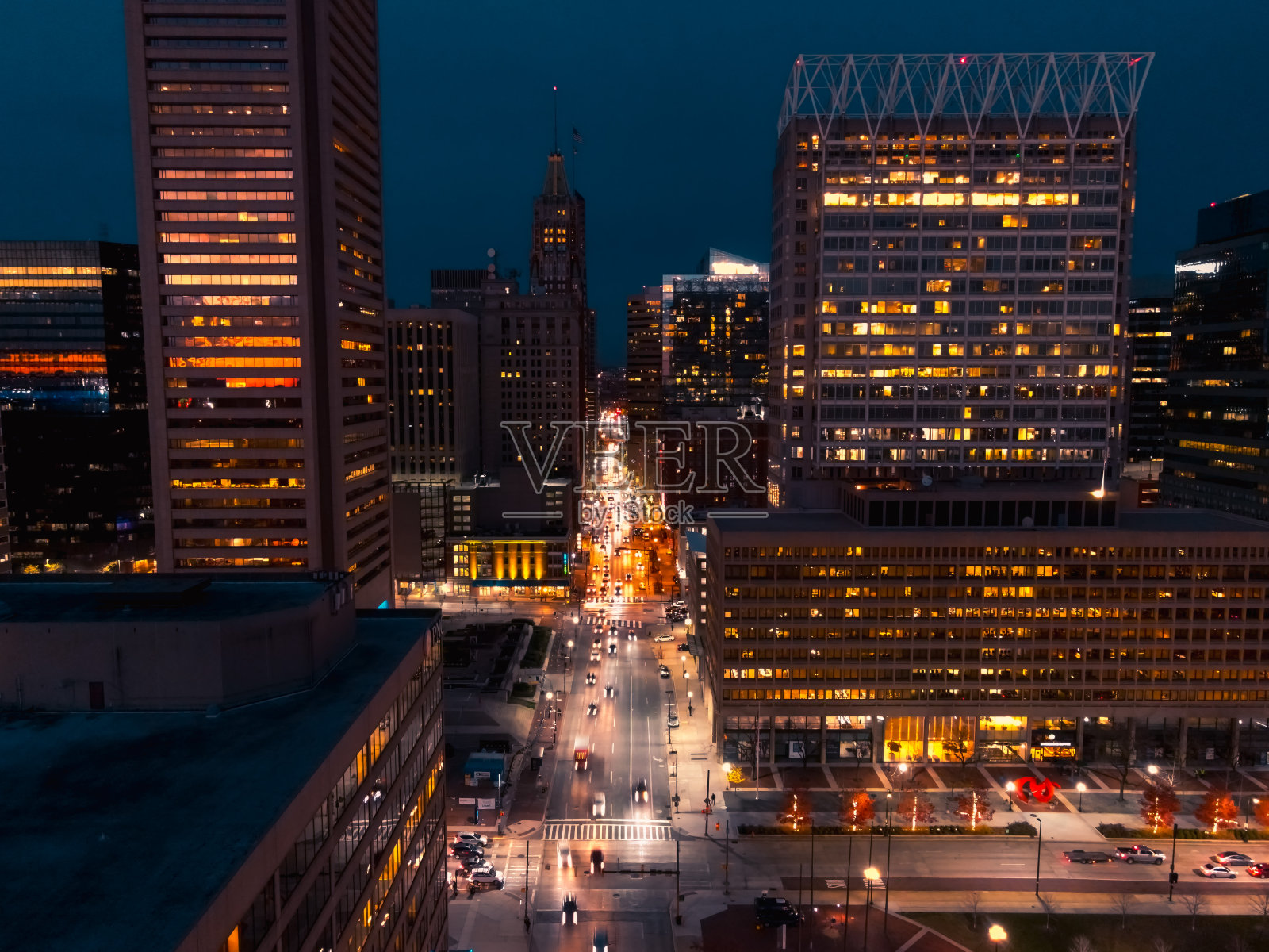 巴尔的摩在晚上照片摄影图片