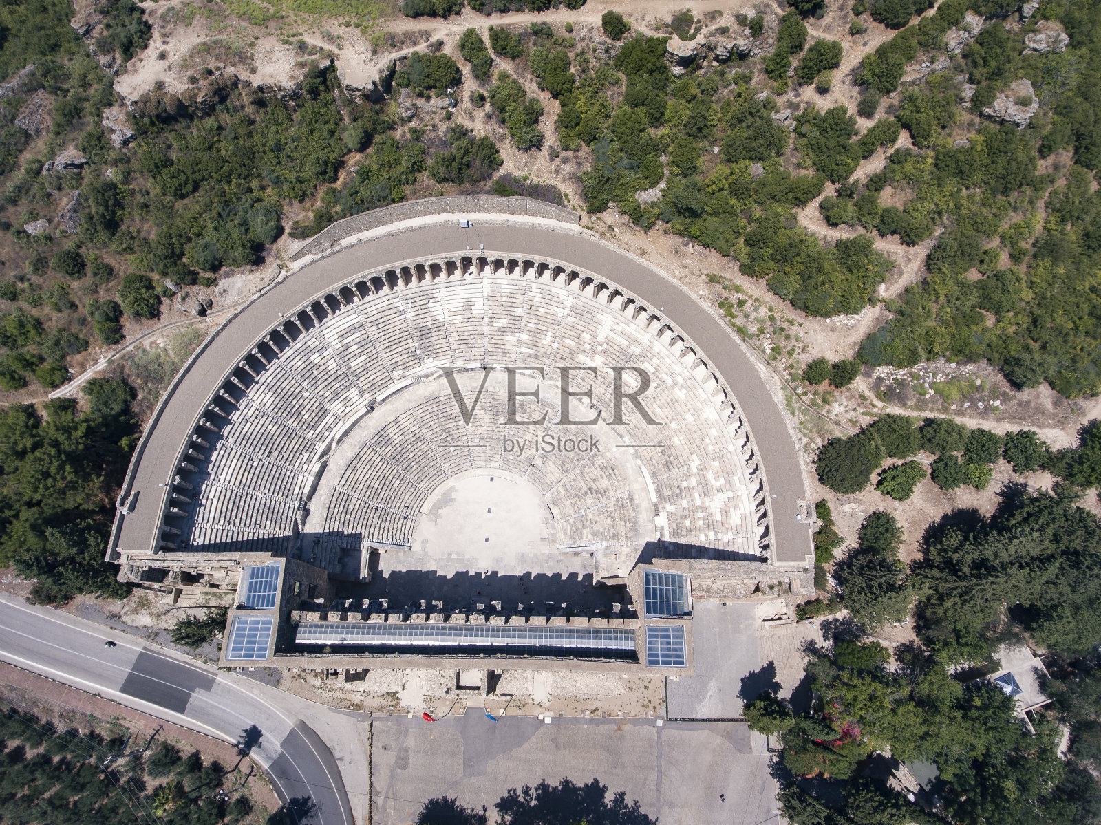 阿斯彭多斯剧院鸟瞰图。照片摄影图片