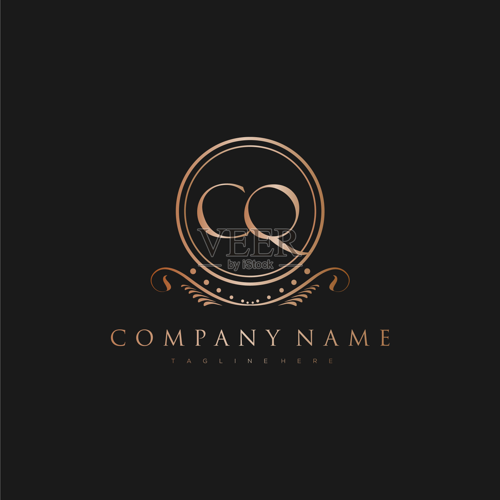 Cq字母首字母与皇家豪华标志模板插画图片素材