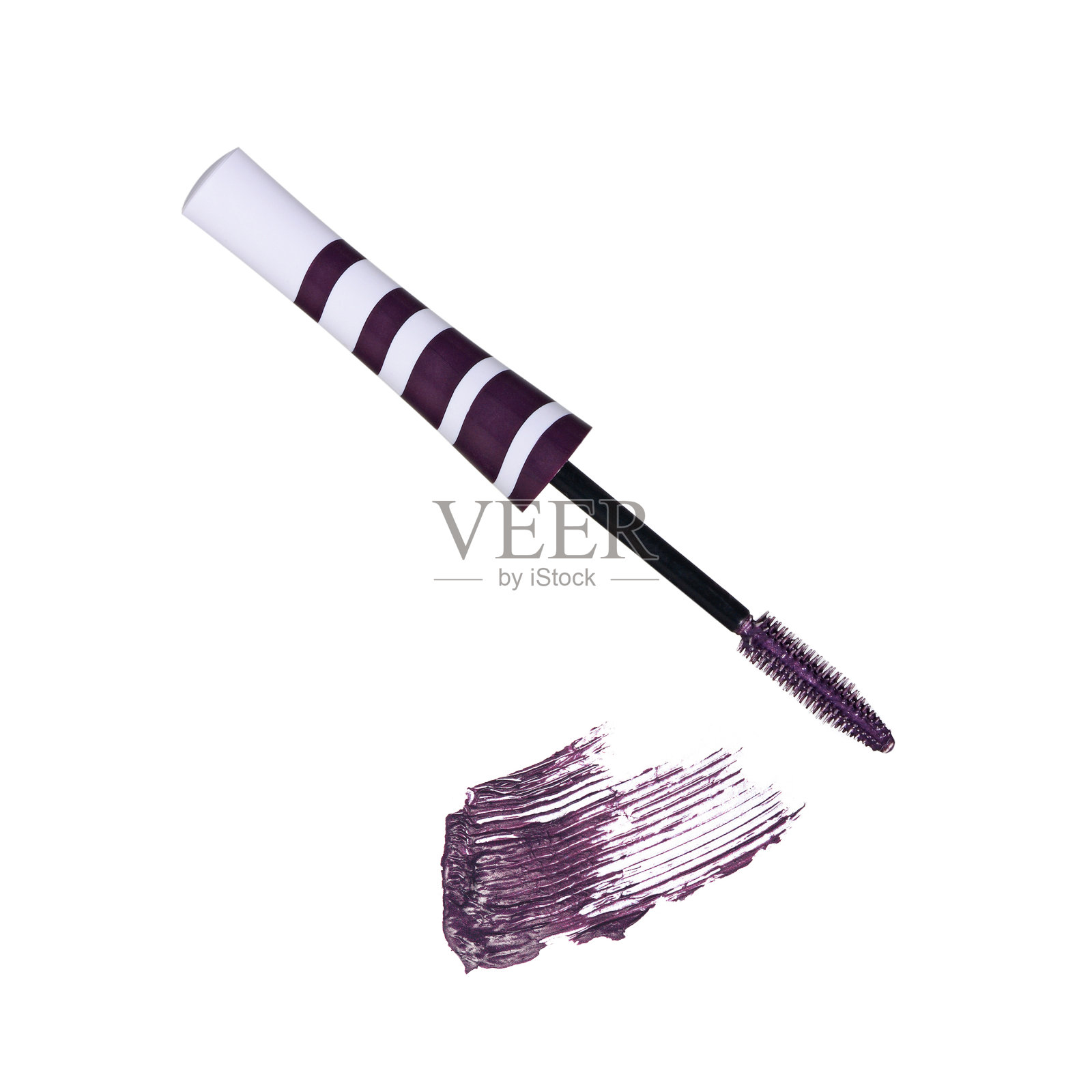 紫色睫毛刷上白色的孤立笔画照片摄影图片