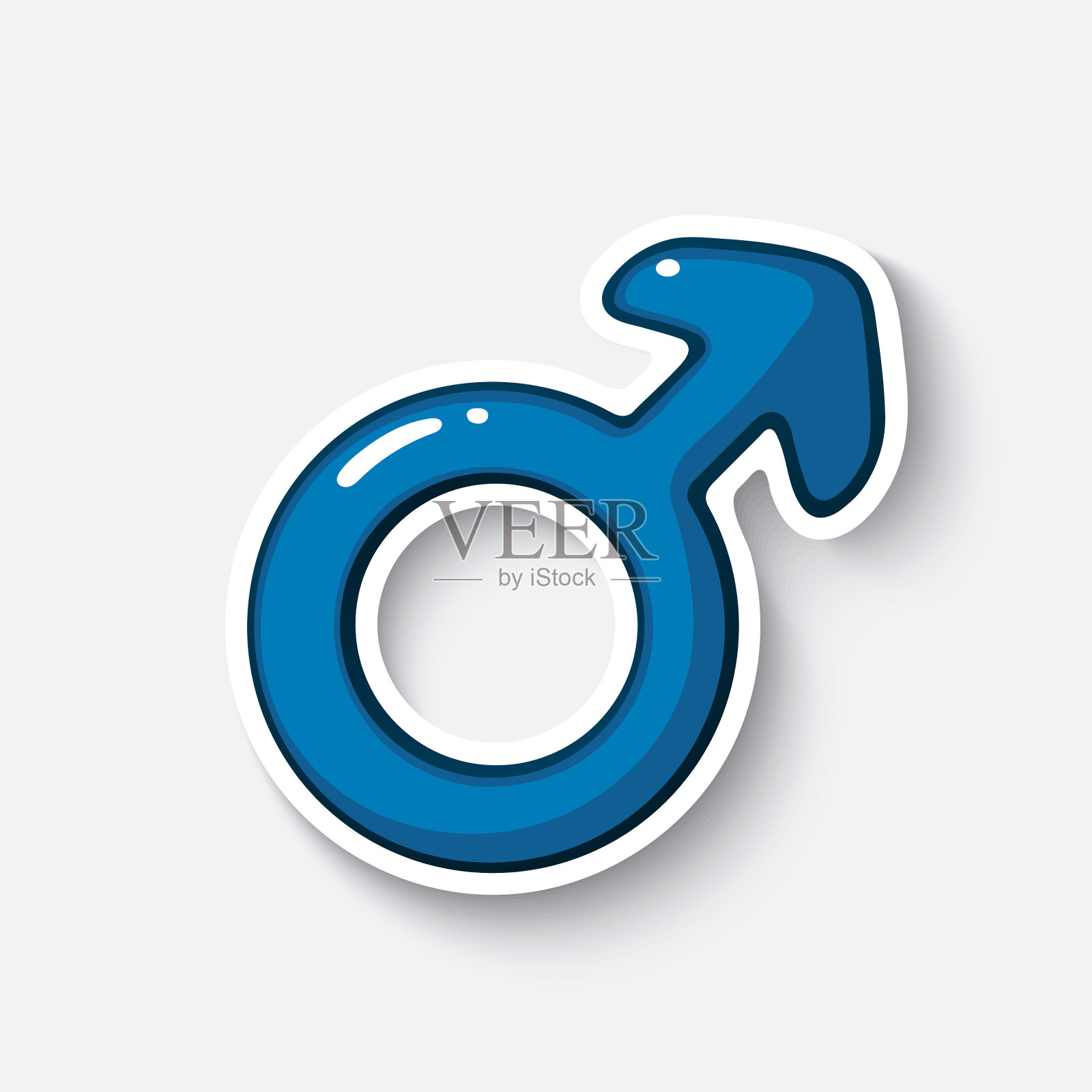 卡通贴纸与男性火星符号图标素材