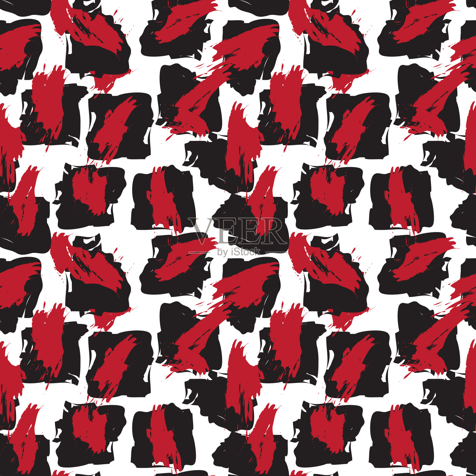 红色笔触伪装抽象无缝插画图片素材