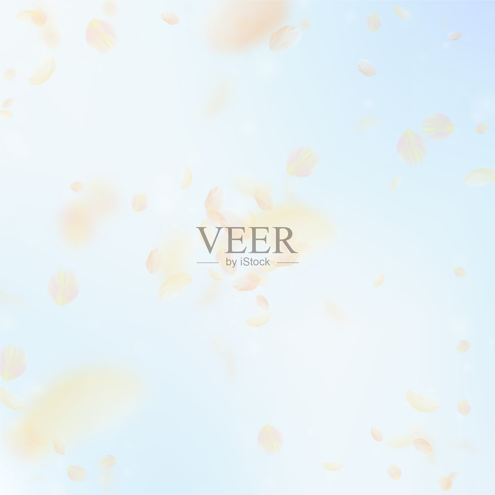 橘黄色的花瓣庄严地飘落下来插画图片素材