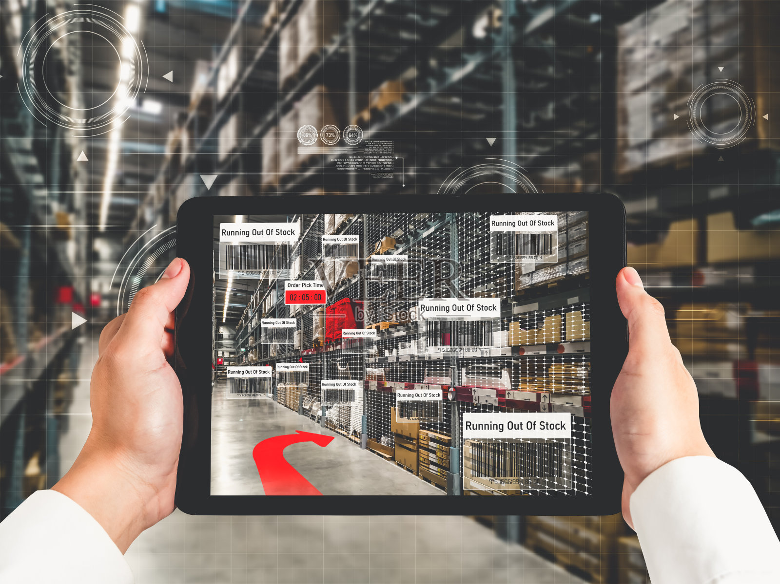 使用增强现实技术的智能仓库管理系统照片摄影图片