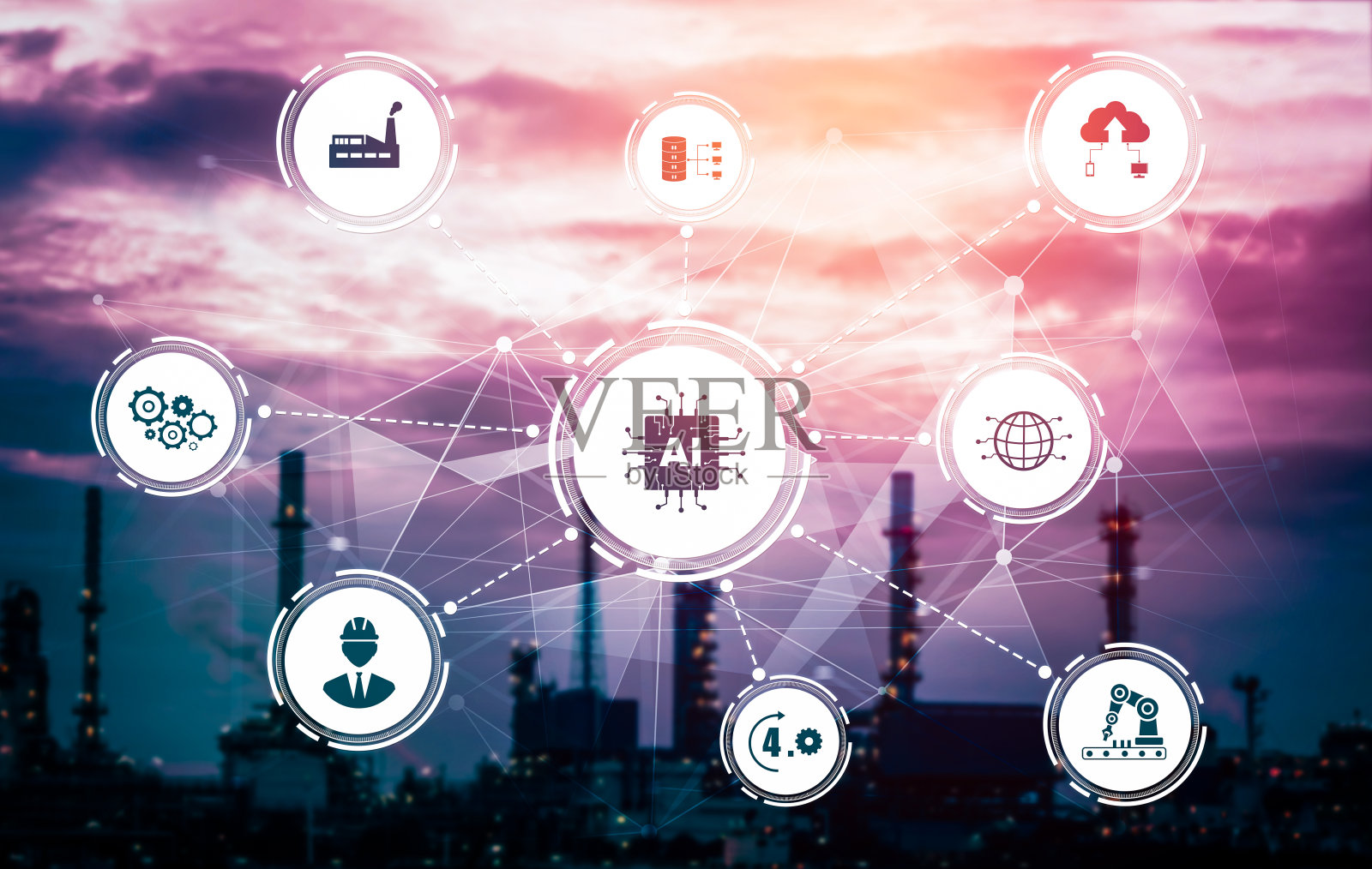 工业4.0技术概念——第四次工业革命的智能工厂照片摄影图片