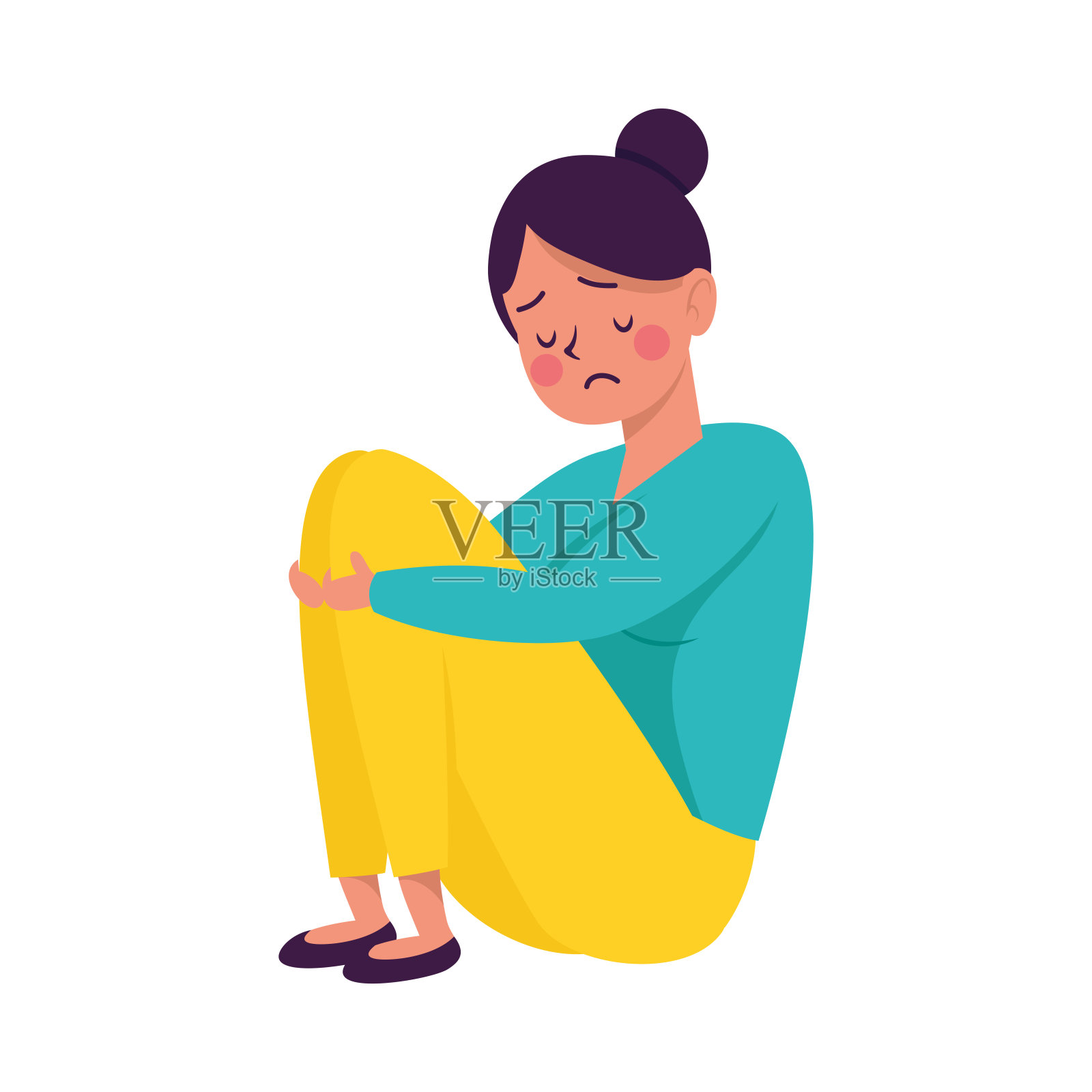 年轻女子是受欺负的受害者插画图片素材