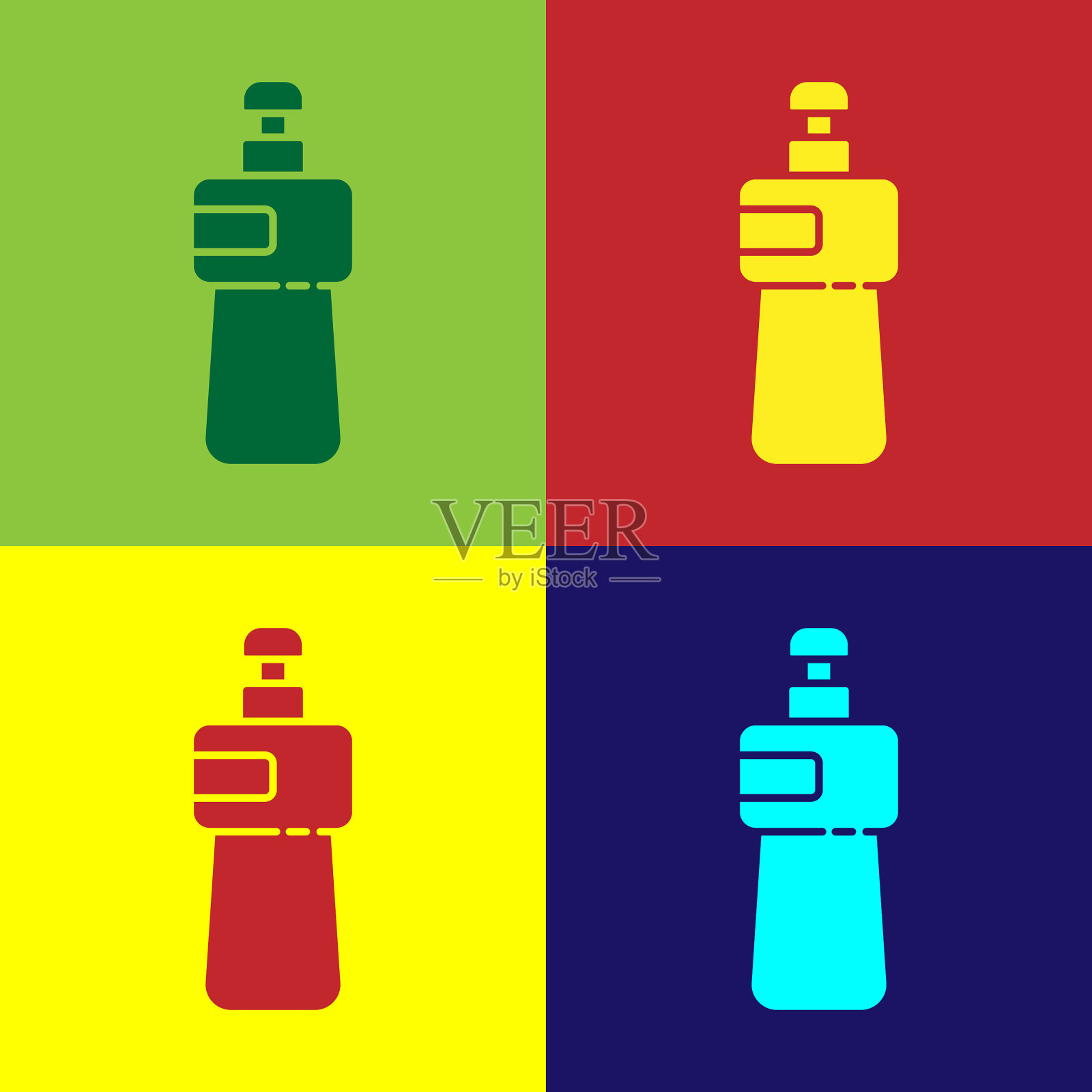 波普艺术洗碗液瓶图标孤立上插画图片素材