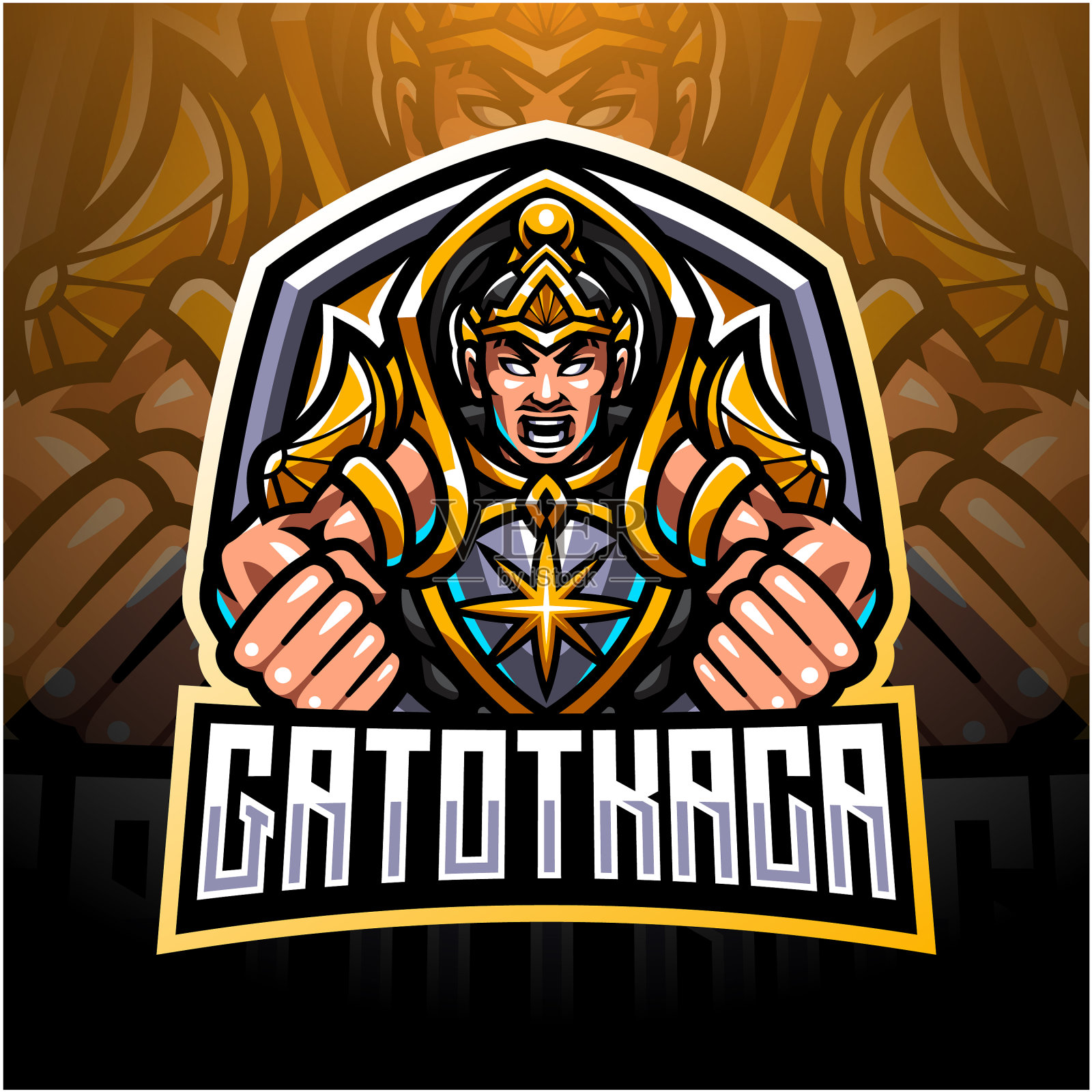 Gatotkaca电竞吉祥物标志设计插画图片素材